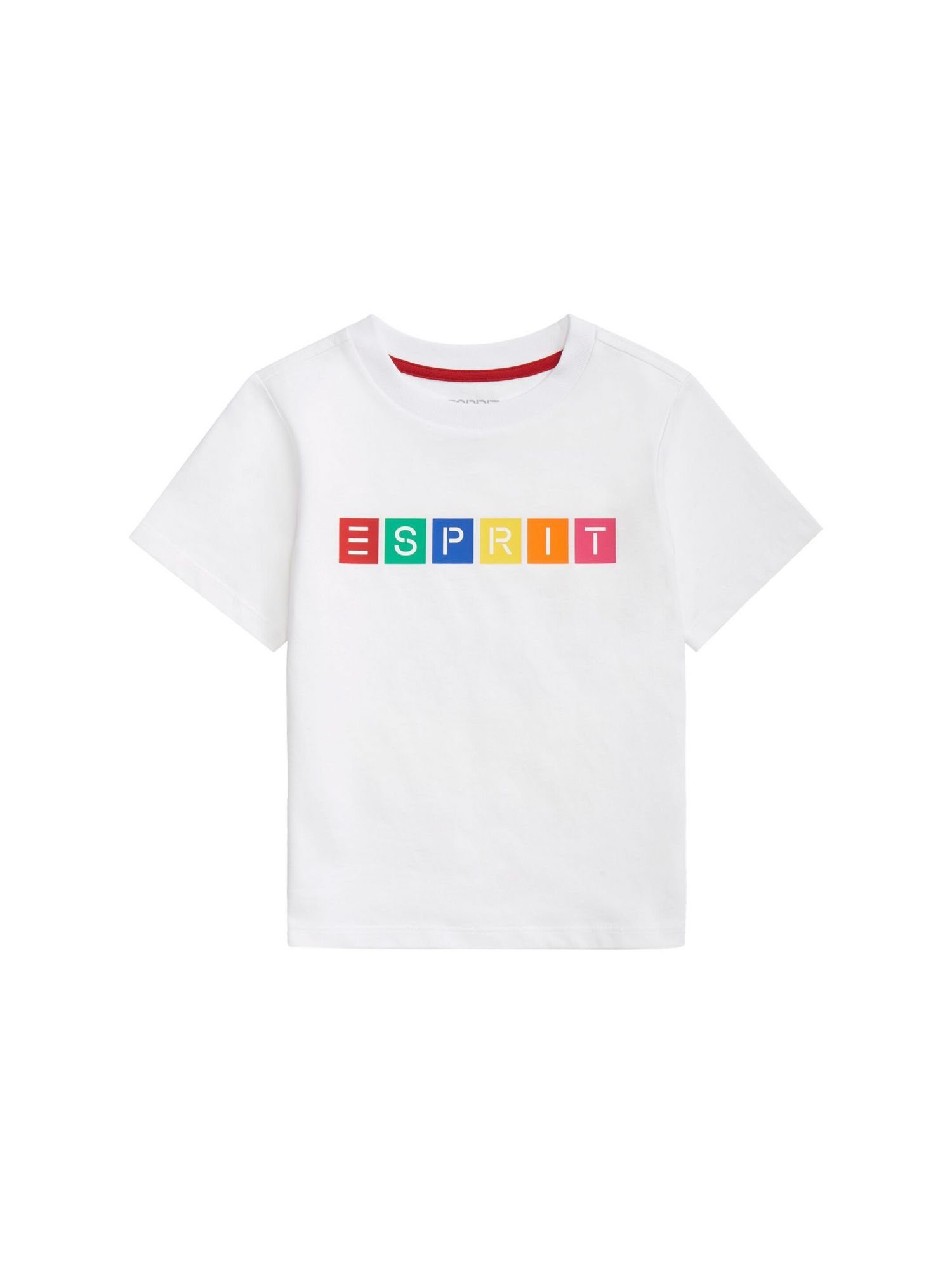 Esprit T-Shirt T-Shirt aus Bio-Baumwolle mit geometrischem Logo (1-tlg) WHITE