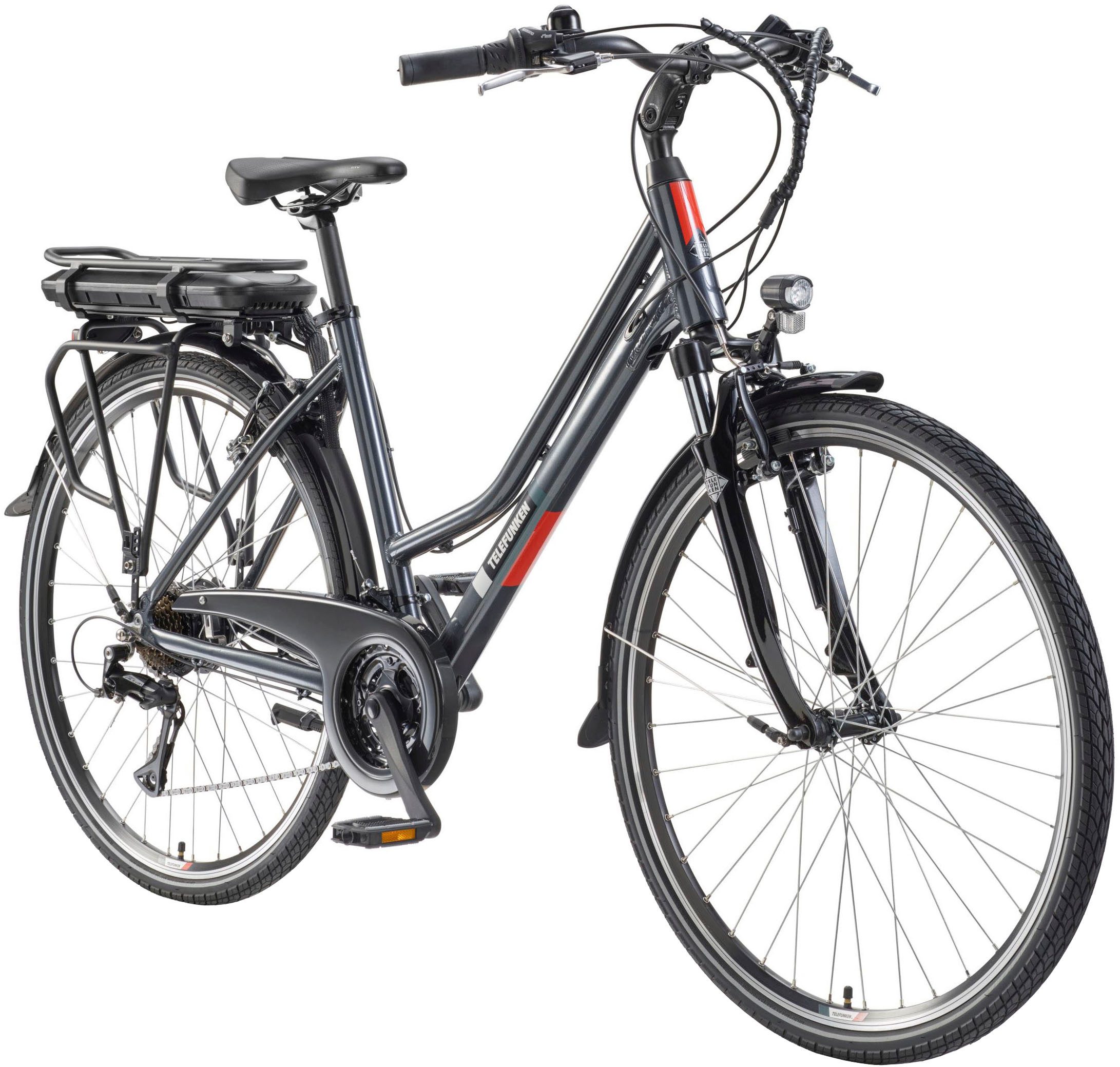 Telefunken E-Bike Trekkingrad E-Trekking Expedition XT485 Damen, 21 Gang Shimano Acera Schaltwerk, Kettenschaltung, Heckmotor, 536,5 Wh, Pedelec, Elektrofahrrad, Trekkingrad, Damen, innerhalb StVZO, 28 Zoll