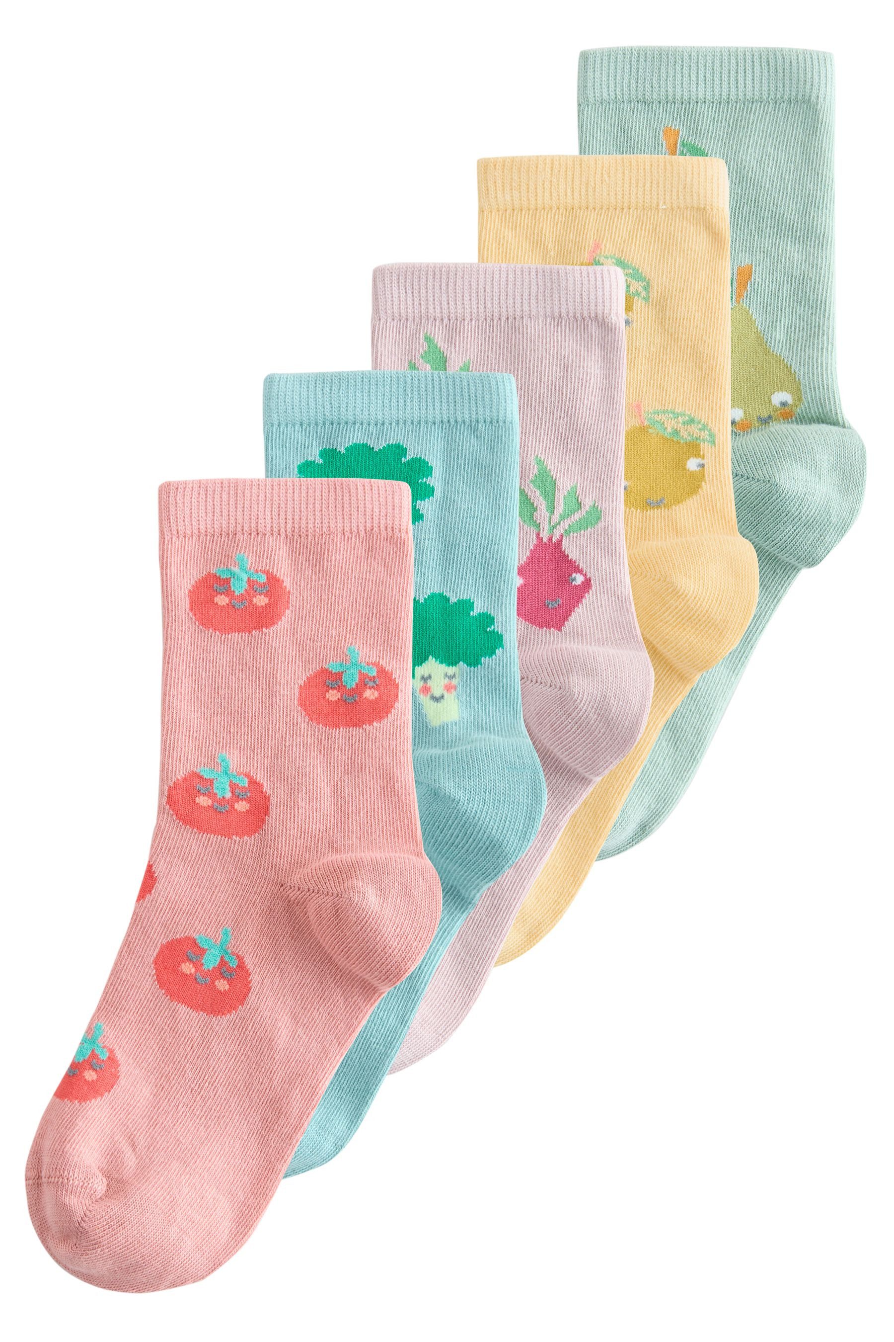 Kurzsocken 5er-Pack Socken mit Baumwolle, Obst und Gemüse