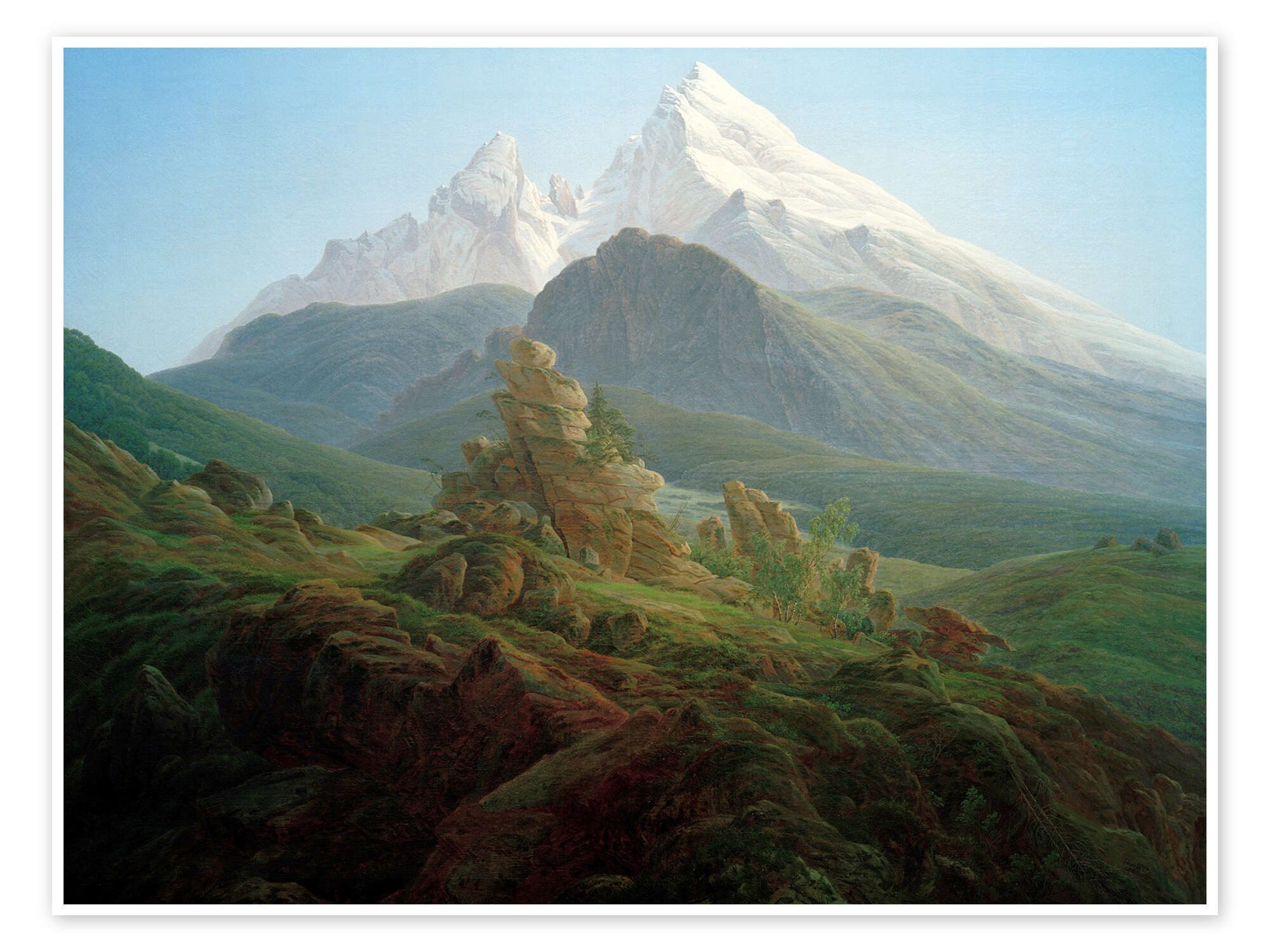 Posterlounge Wandbild Der Watzmann, Caspar David Friedrich, erhältlich als Poster, Leinwandbild, Wandsticker oder Acrylglasbild