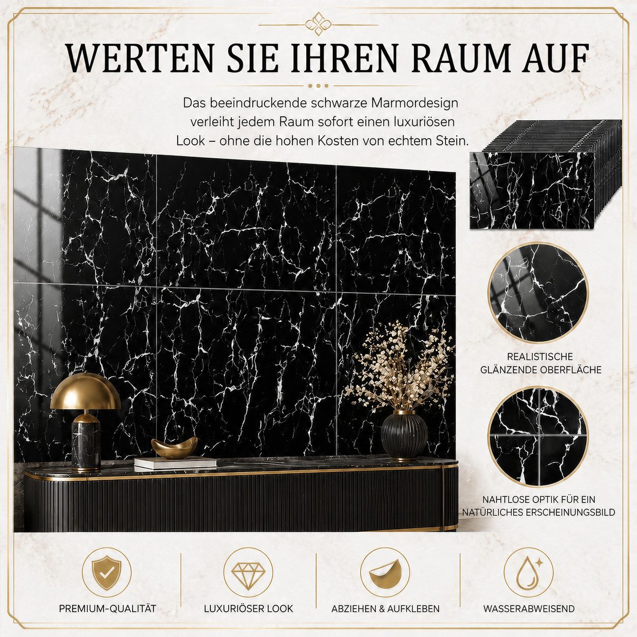 BlingBin Wandpaneel 20 Stück Wandaufkleber selbstklebend, klebepaneele 60 x 30 cm, BxL: 30x60 cm, 0,18 qm, (20er Set Wandpaneele, 20-tlg., wanddekor) wandverkle – Bild 3 von 5