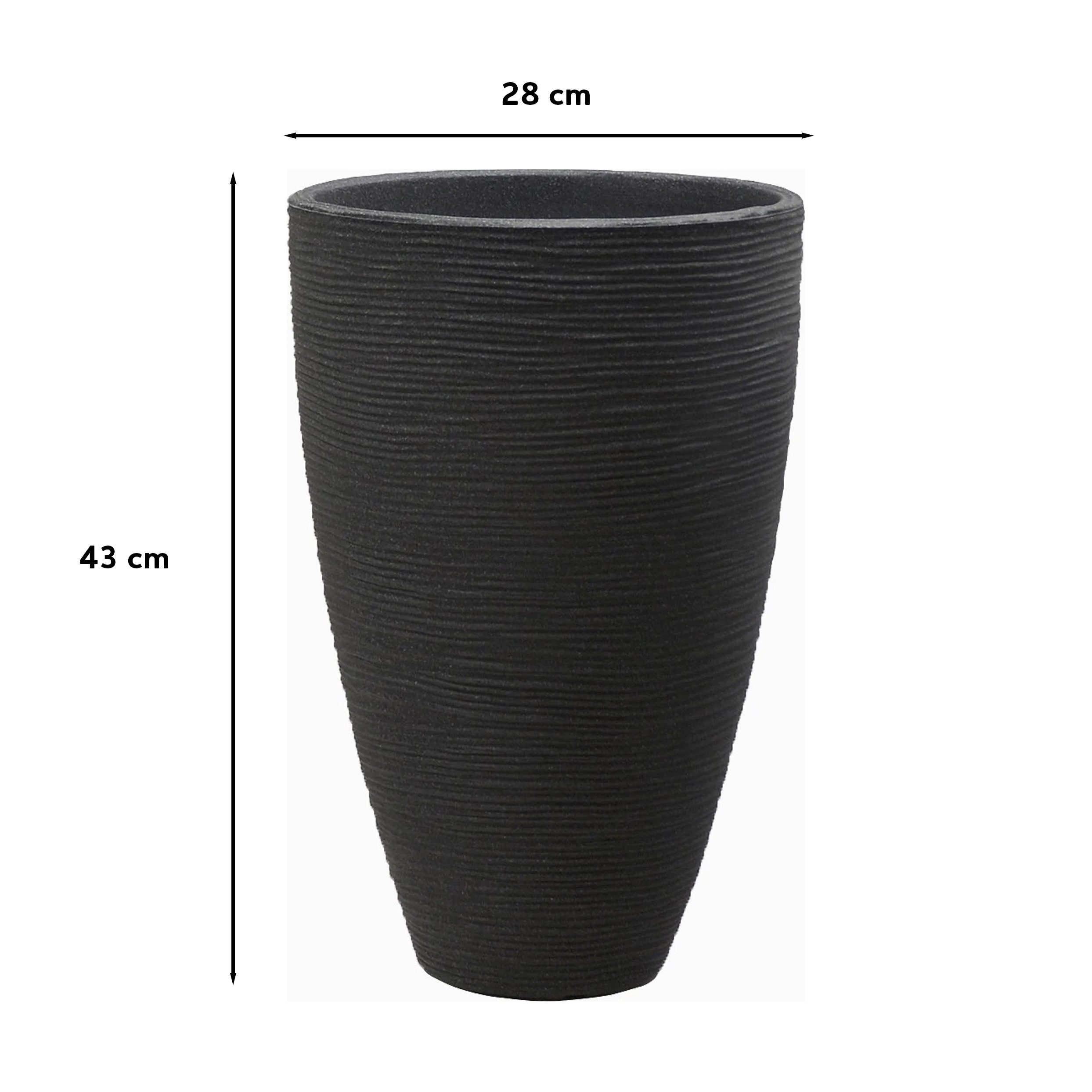 Jelenia Plast Übertopf Pflanzkübel aus Kunststoff in Rillenputz-Optik Ø 28 x H 43 cm