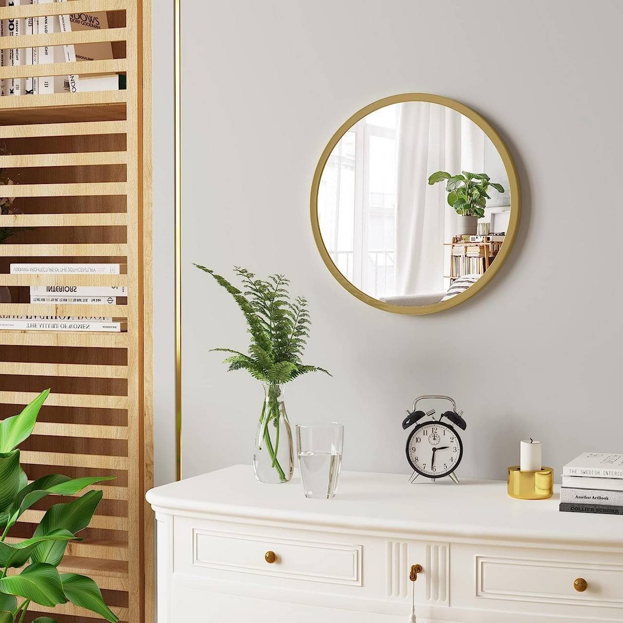 Woltu Spiegel (1-St), rund, mit Goldrahmen, aus Glas Metall MDF Haken günstig online kaufen