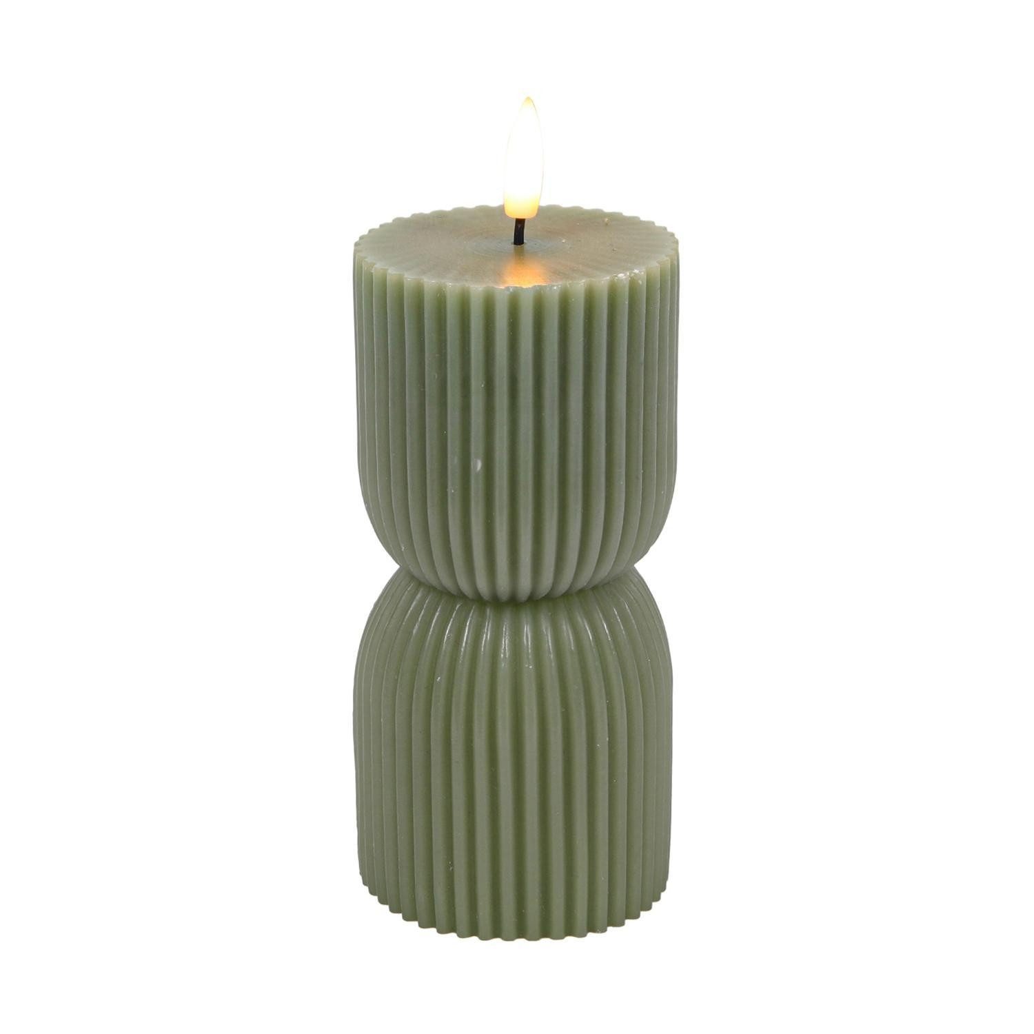 HIT Trading LED-Kerze ETERNITY, Grün, Echtwachs, Kunststoff, Batteriebetrieben, Ø 7 x H 15 cm