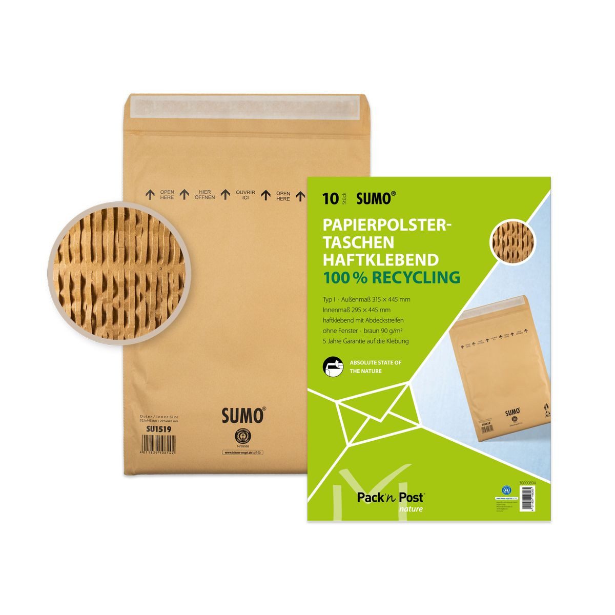 Sumo Versandtasche Sumo Papierpolstertasche 1519 braun 295x445mm 10 Stück