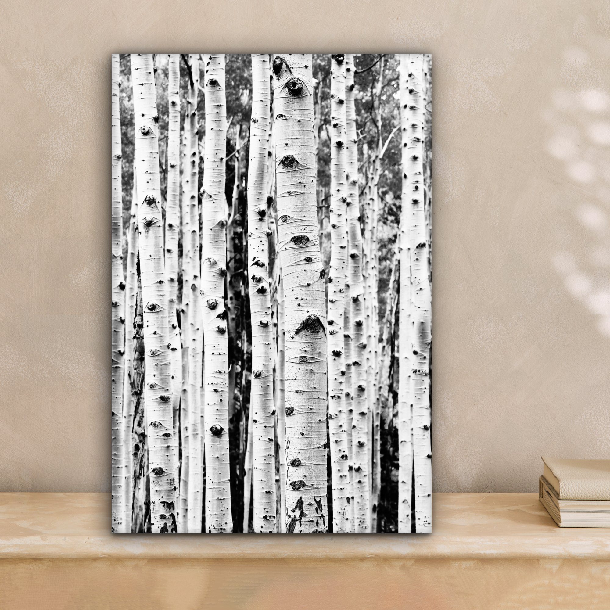 OneMillionCanvasses® Leinwandbild Bäume - Holz - Schwarz und weiß - Natur, Fotodruck (1 St), Leinwand Canvas Wandbild, Wanddekoration 20x30 cm – Bild 2 von 5