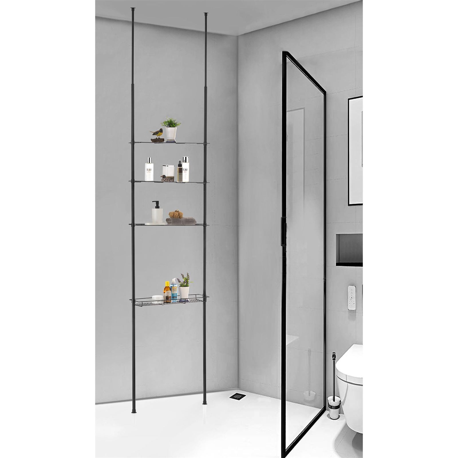 CARO-Möbel Standregal DUNJA, Duschablage DUNJA ohne Bohren Teleskop Badregal