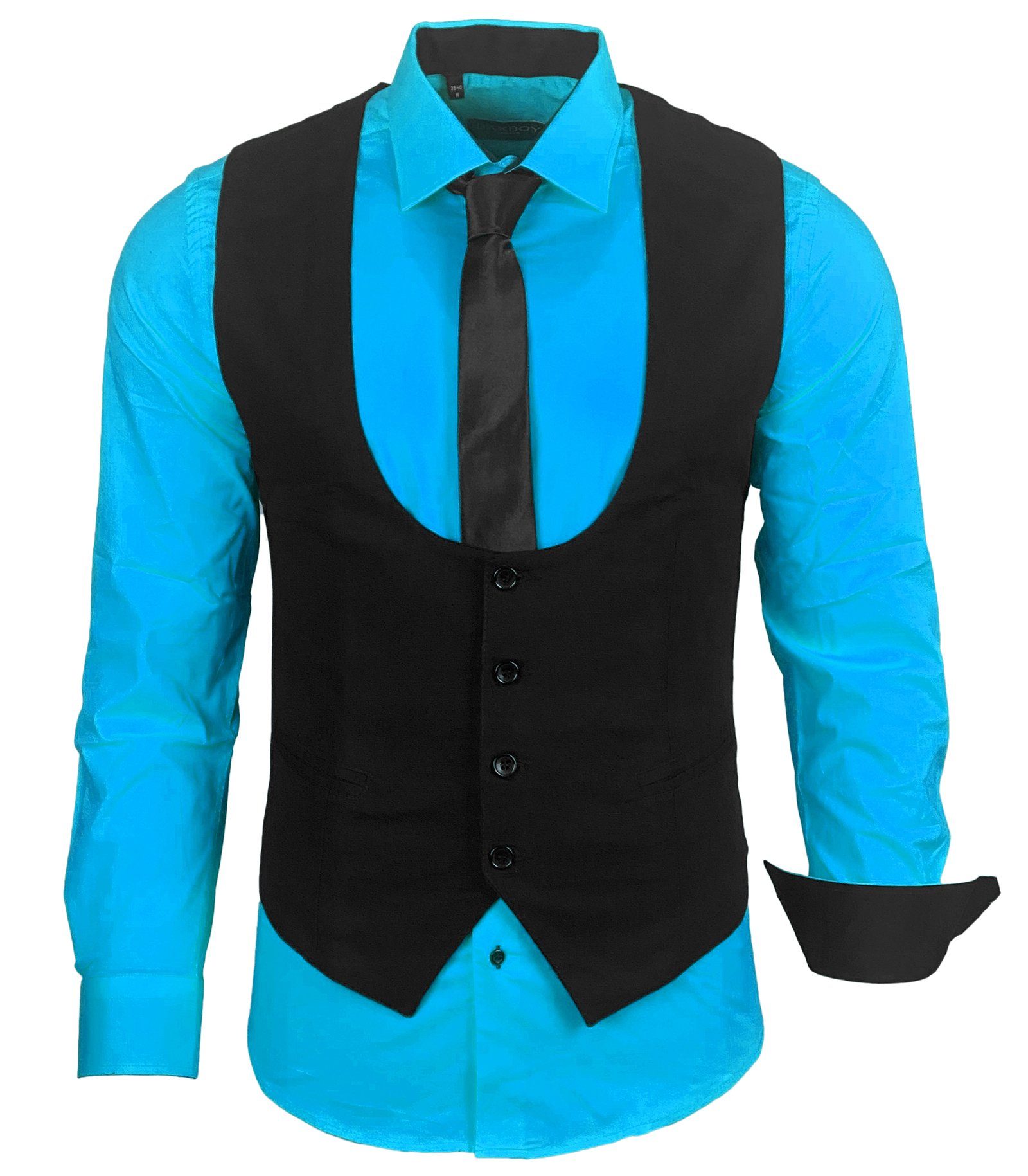Baxboy Langarmhemd Baxboy Hemd/Weste/Krawatte Set Business Herrenanzug-Set HWKR B-101