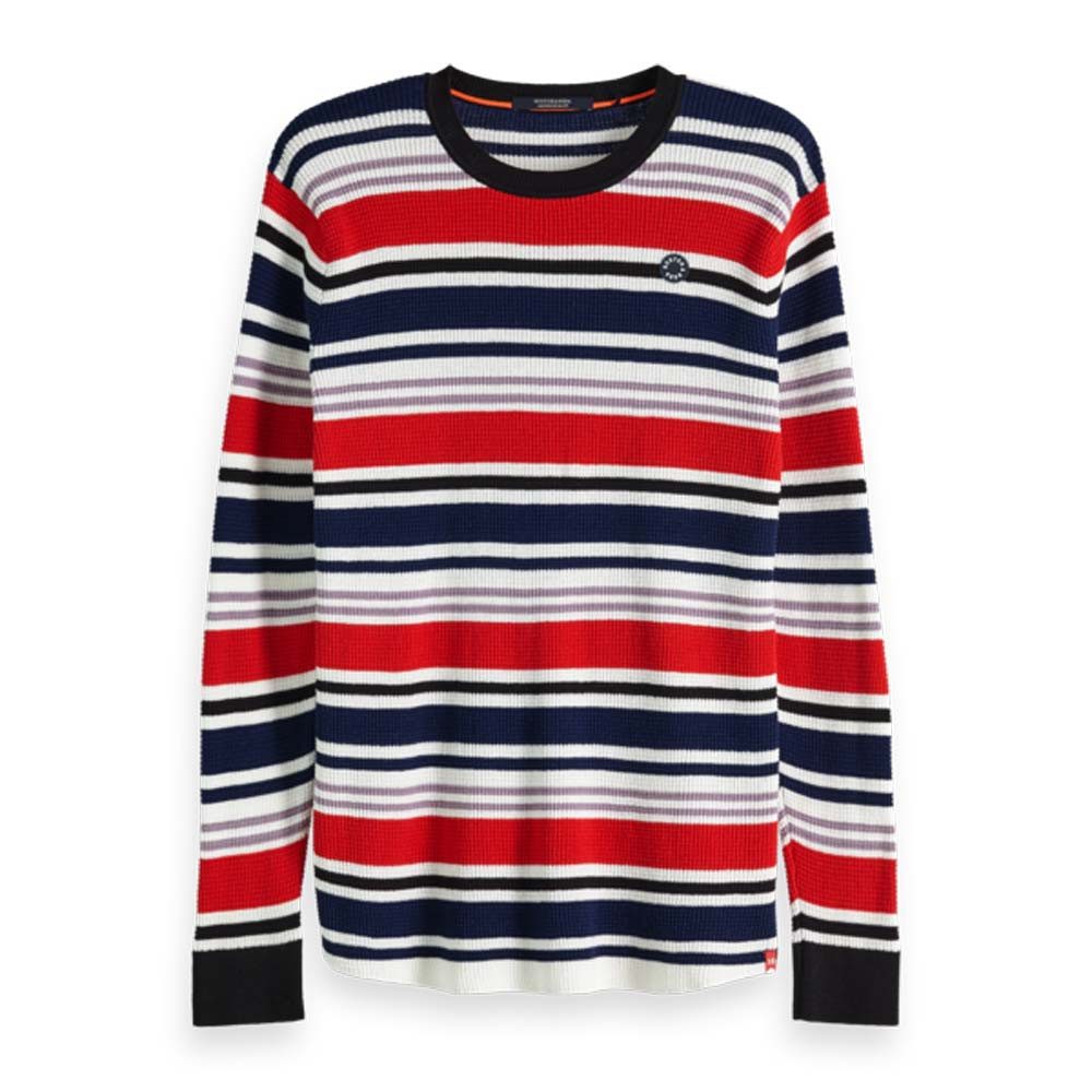 Langarmshirt Scotch & Soda Herren Langarmshirt Waffle Stripes 150530
