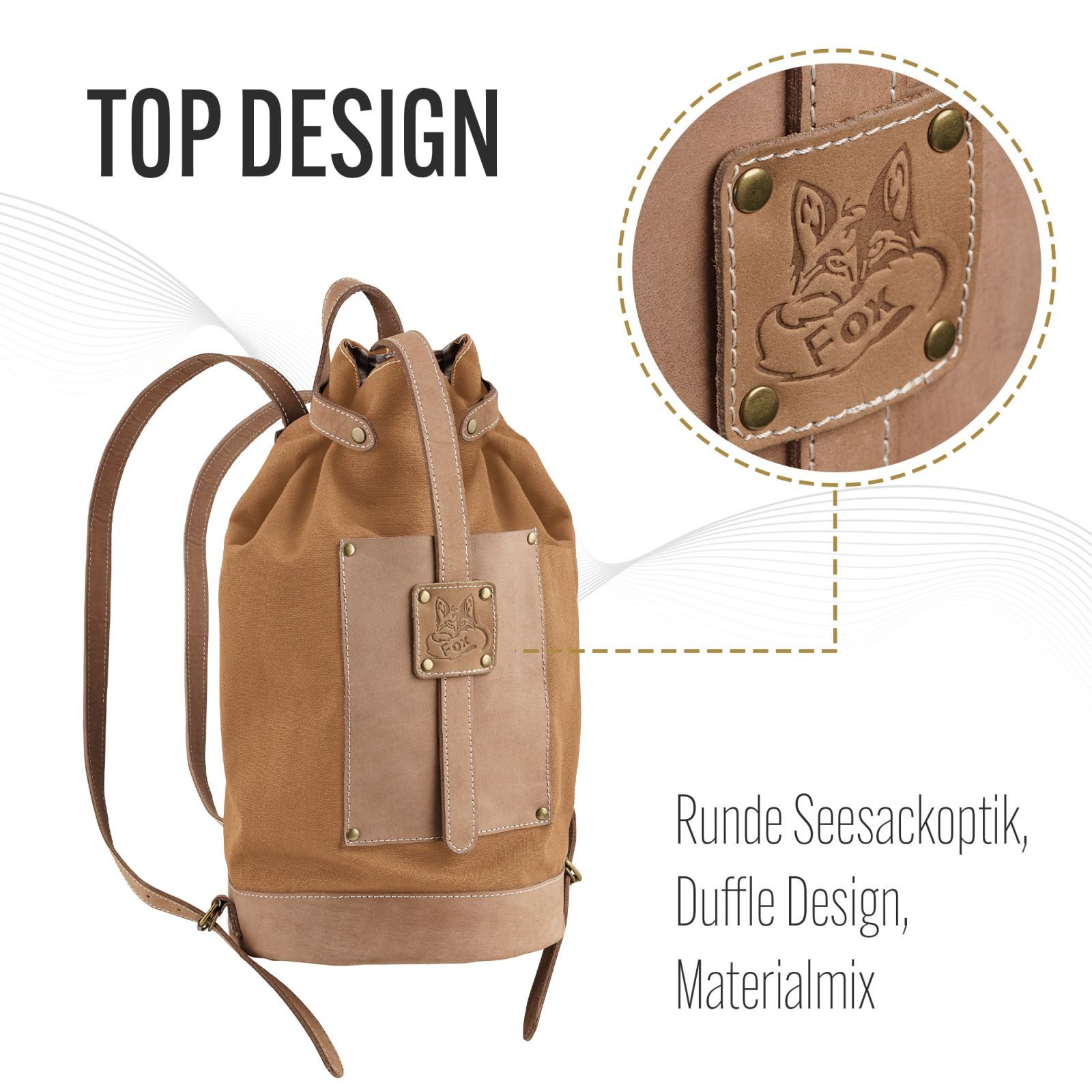 BLACK FOREST FOX Tagesrucksack Black Forest Fox OOS Canvas Rucksack 25L Cityrucksack mit Echtleder (1-tlg)