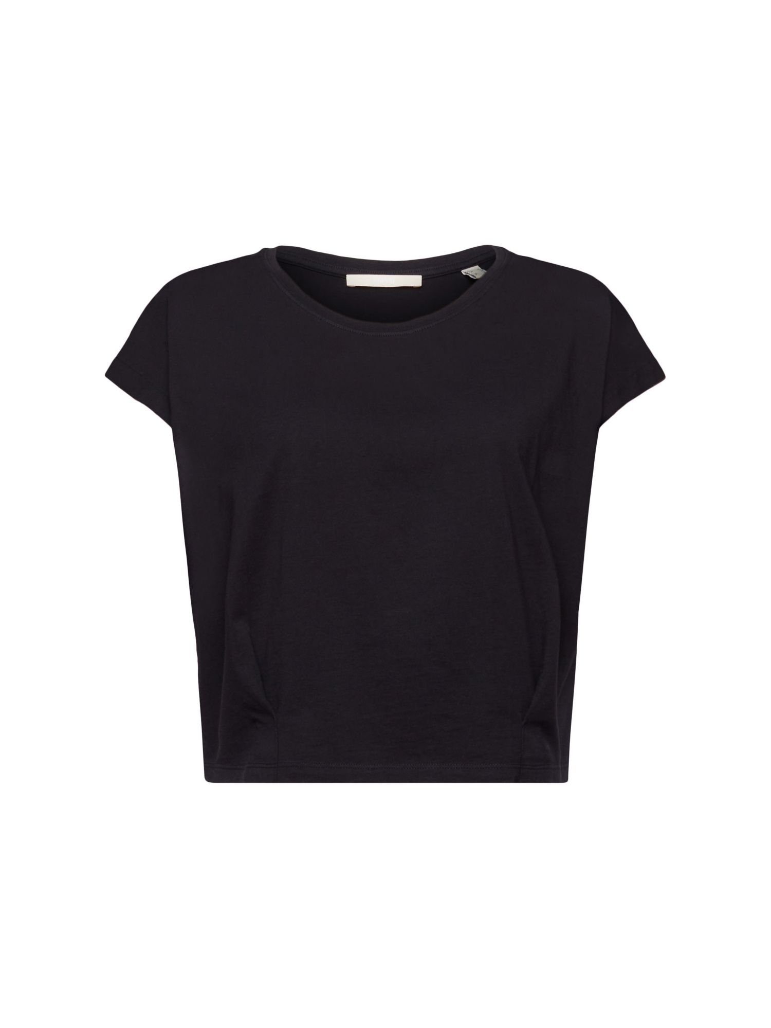 edc by Esprit T-Shirt Verkürztes T-Shirt mit Falten (1-tlg) BLACK