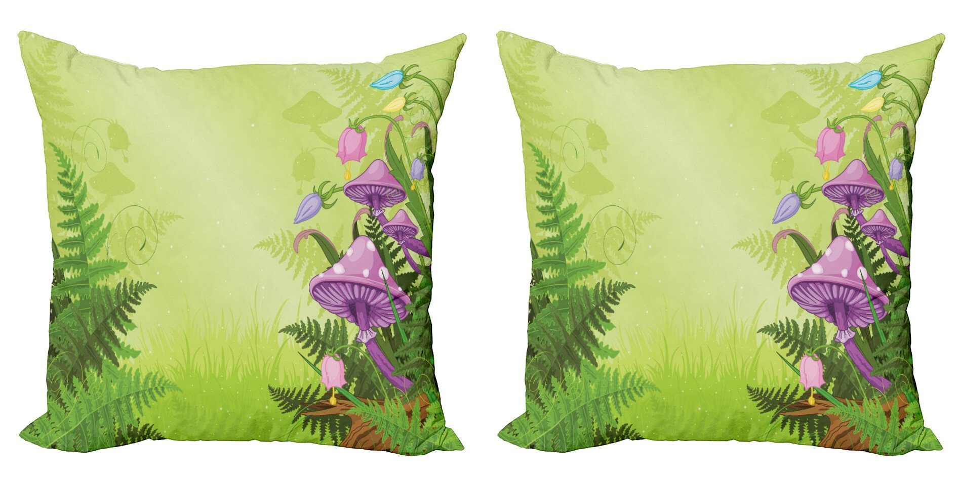 Kissenbezüge Modern Accent Doppelseitiger Digitaldruck, Abakuhaus (2 Stück), Landschaft Pilz Blütenzauber