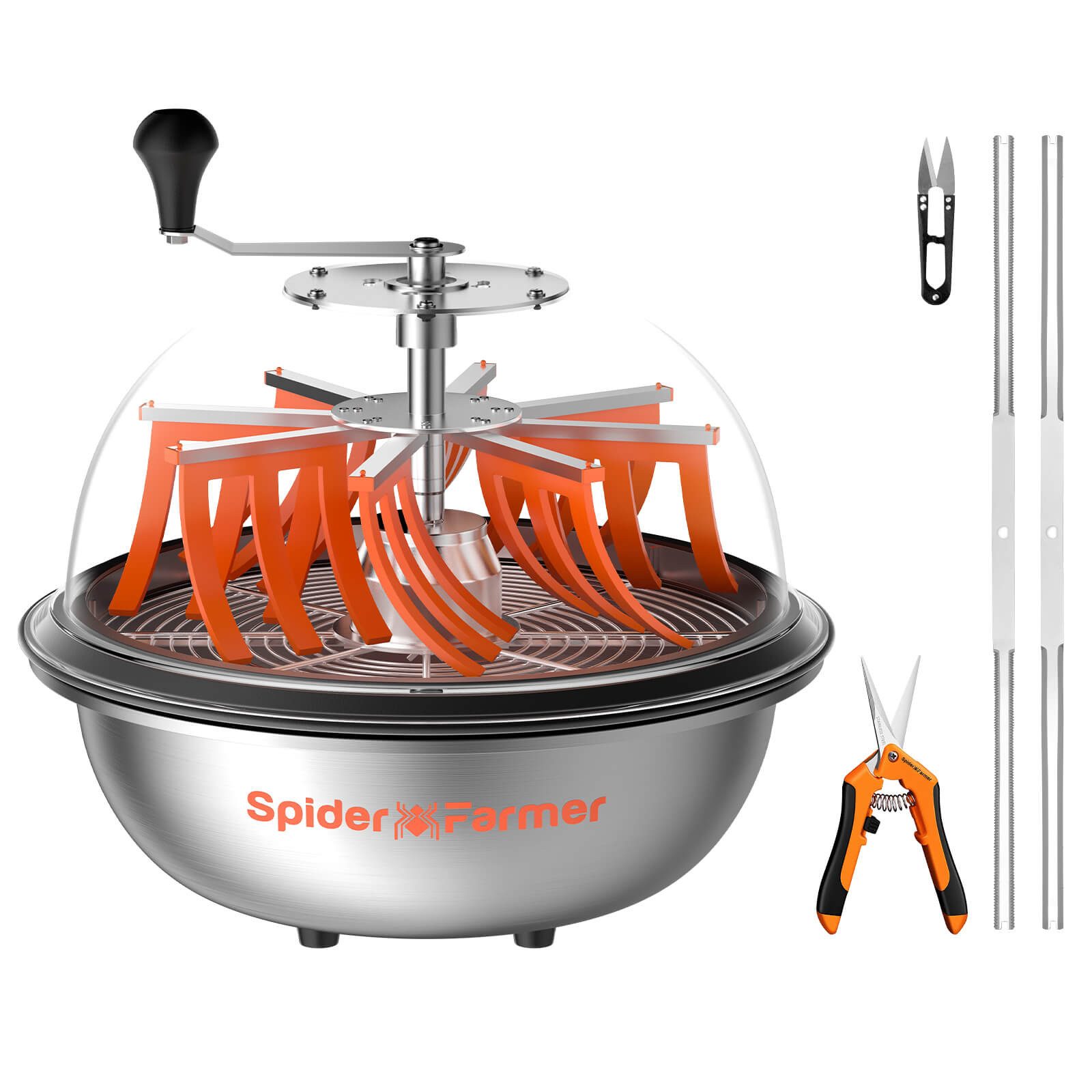 Spider Farmer Zerkleinerer Spider Farmer Bud Leaf Bowl Trimmer, 40cm Edelstahl Trimmer mit Handkurbel