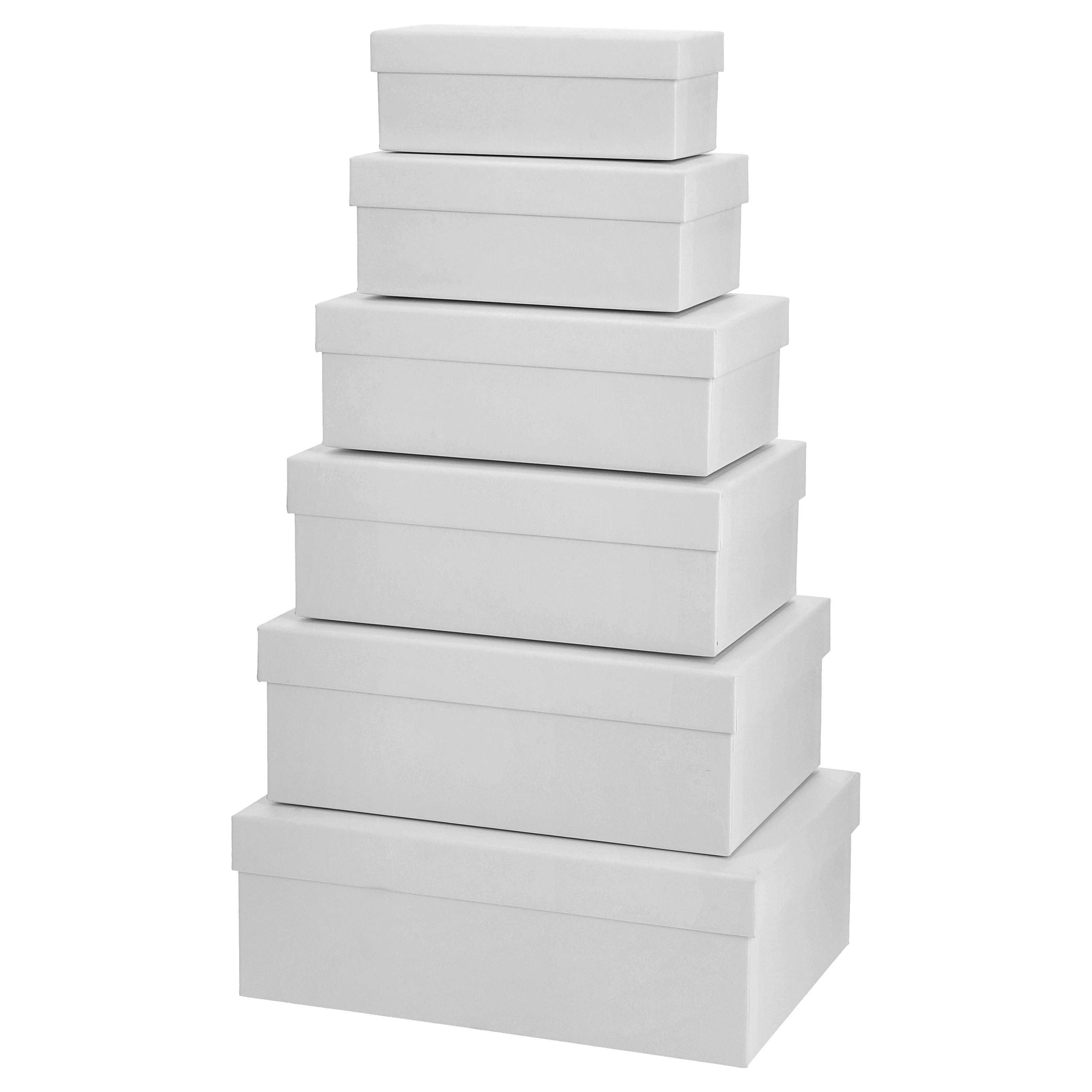 CEPEWA Aufbewahrungsbox Boxenset 6er Set weiß 6 Größen Karton Schachteln Boxen Geschenk