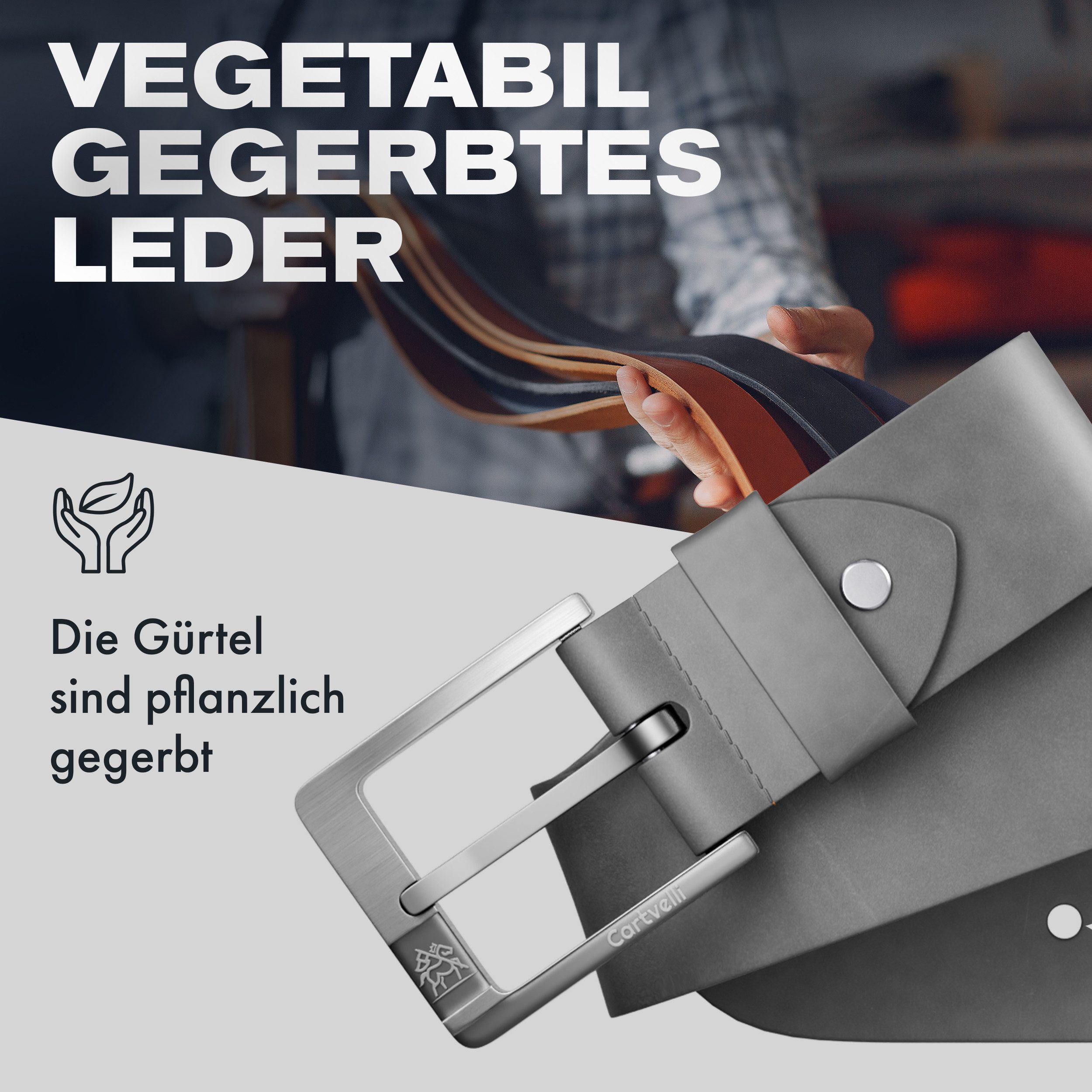 Cartvelli Ledergürtel Premium Ledergürtel Herren Made in Germany mit Geschenkbox Gürtel 40mm