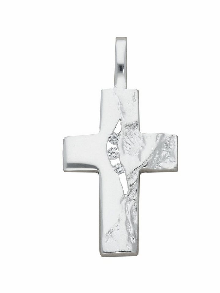 Adelia´s Kettenanhänger 925 Silber Kreuz Anhänger mit Zirkonia, mit  Zirkonia Silberschmuck für Damen & Herren, Maße - Breite 13,4 mm - Höhe  20,2 mm