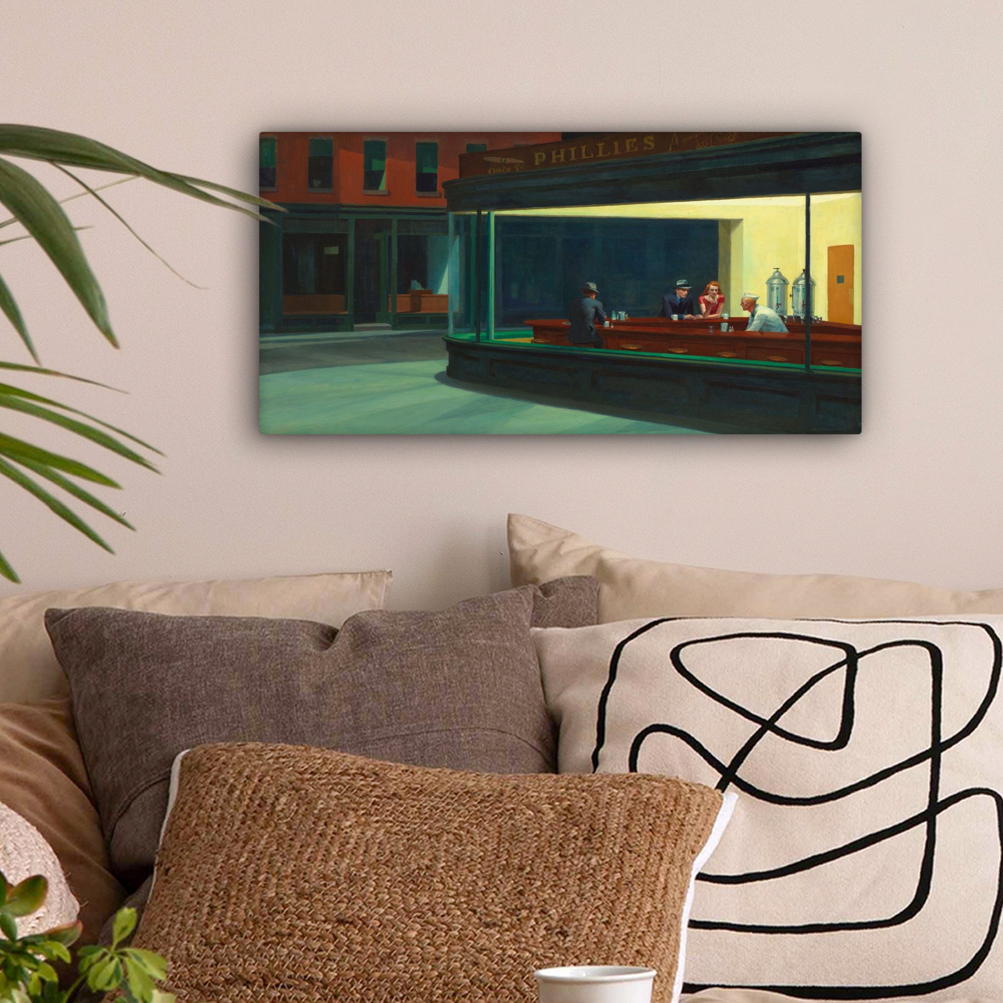 OneMillionCanvasses® Leinwandbild Panorama Nighthawks - Edward Hopper, Foto günstig online kaufen