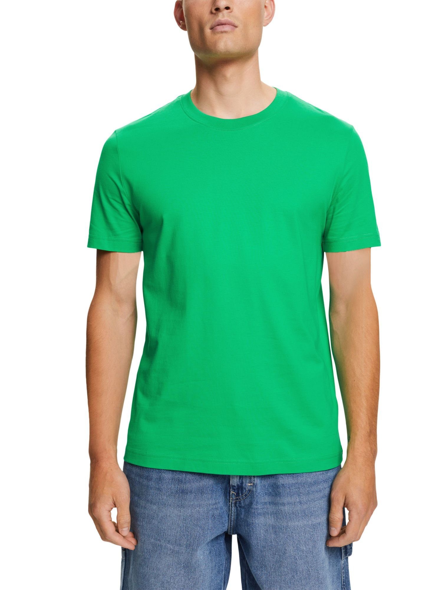 Rundhals-T-Shirt GREEN (1-tlg) Esprit Pima-Baumwolljersey T-Shirt aus