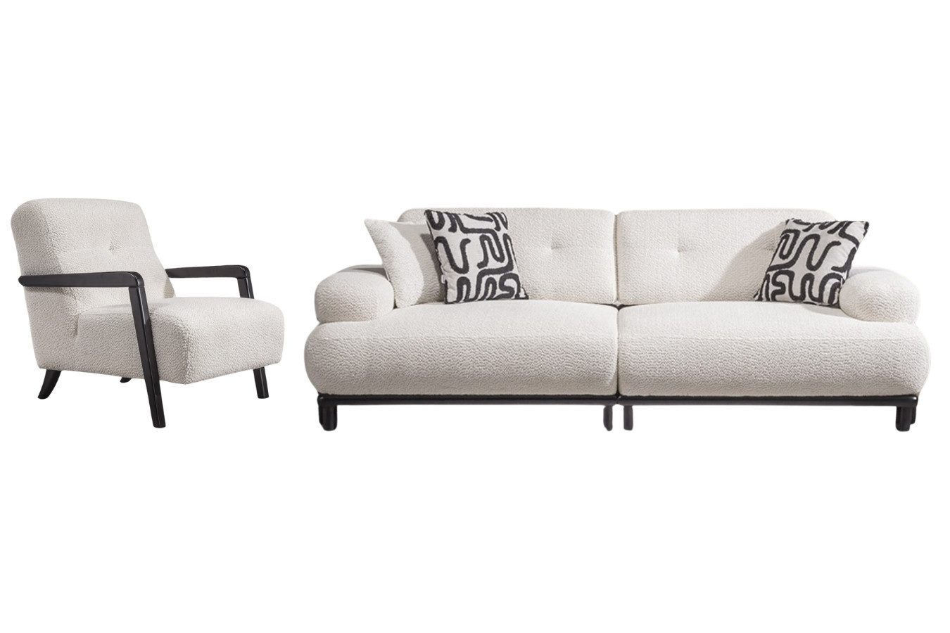 Villa Möbel Polstergarnitur Panda, (Sofa Set, Set besteht aus: 2 Sitzer+Sessel), mit Relax-/Bettfunktion durch verstellbare Rückenlehne