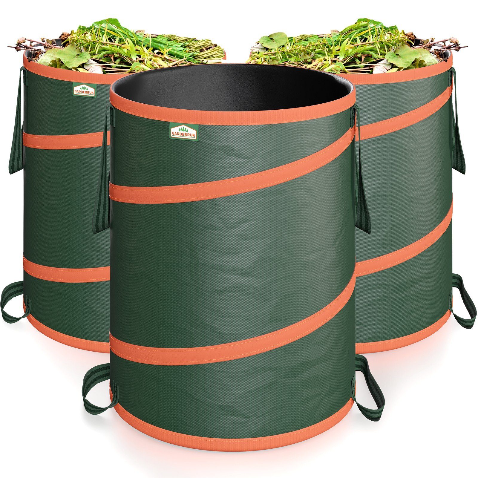 Gardebruk Gartensack, (3-tlg), Gartenabfallsack 3x165 Liter 30 kg Belastbarkeit stabil robust