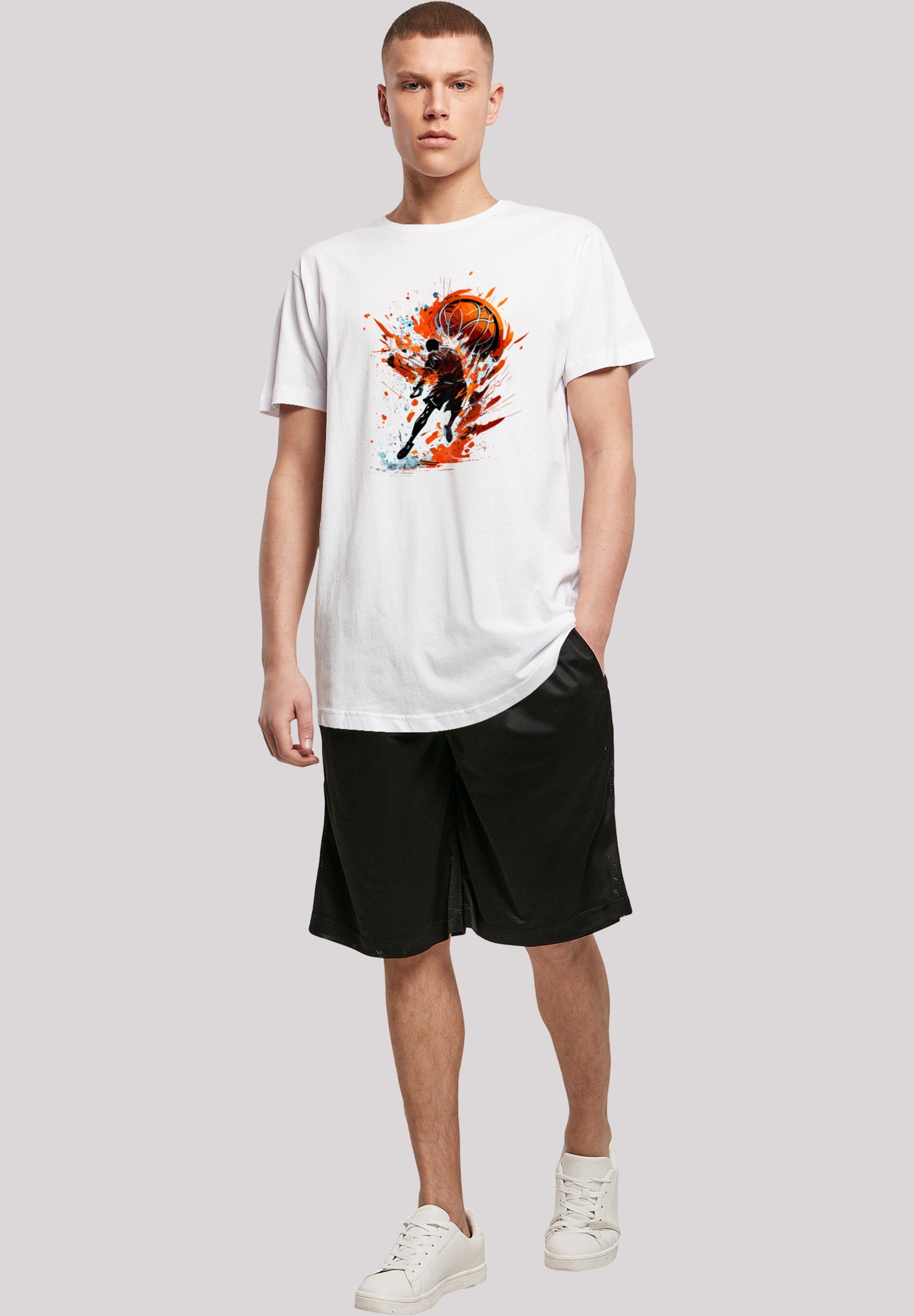F4NT4STIC T-Shirt Basketball Sport LONG weiß Print Splash