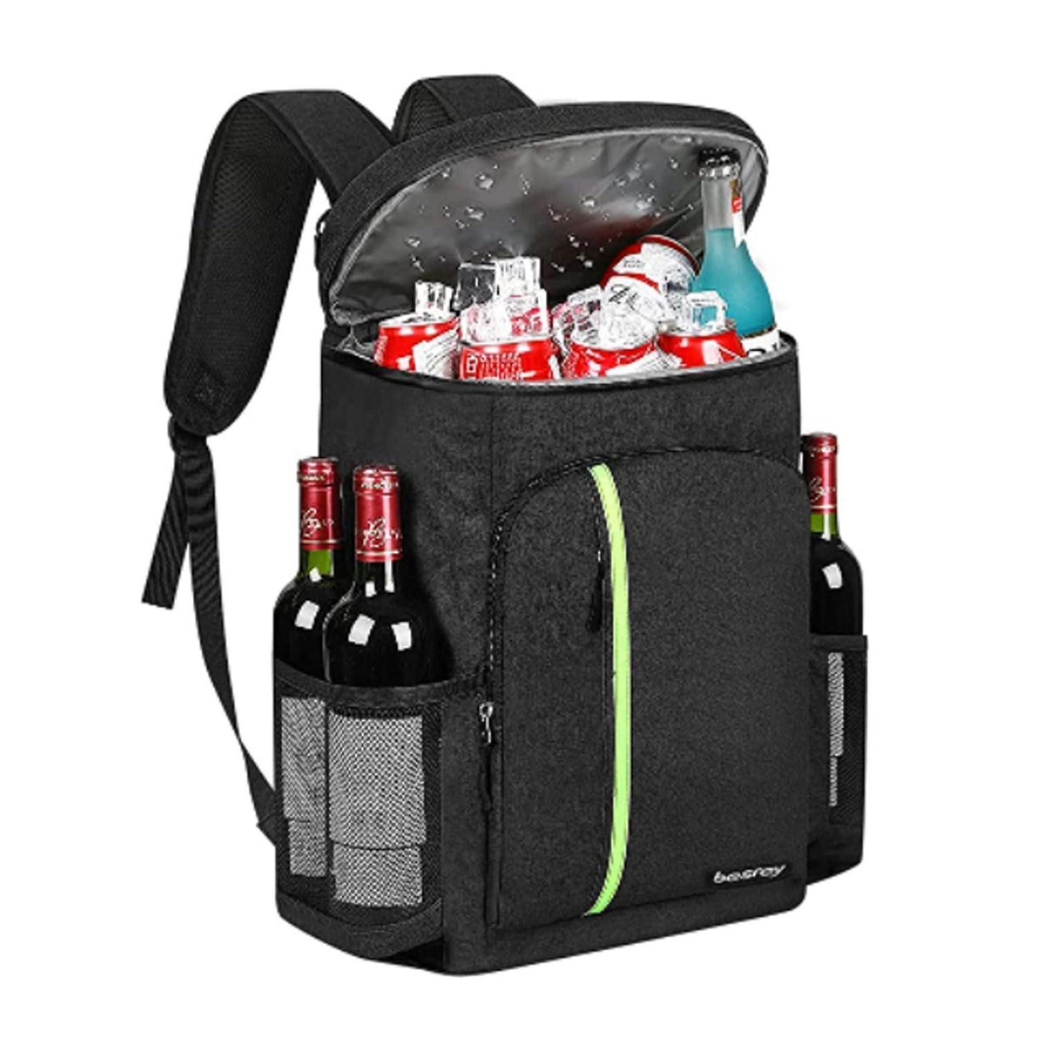 LuxusKollektion Kühltasche Thermo Rucksack 30l isoliert Lebensmittel Camping Schwarz