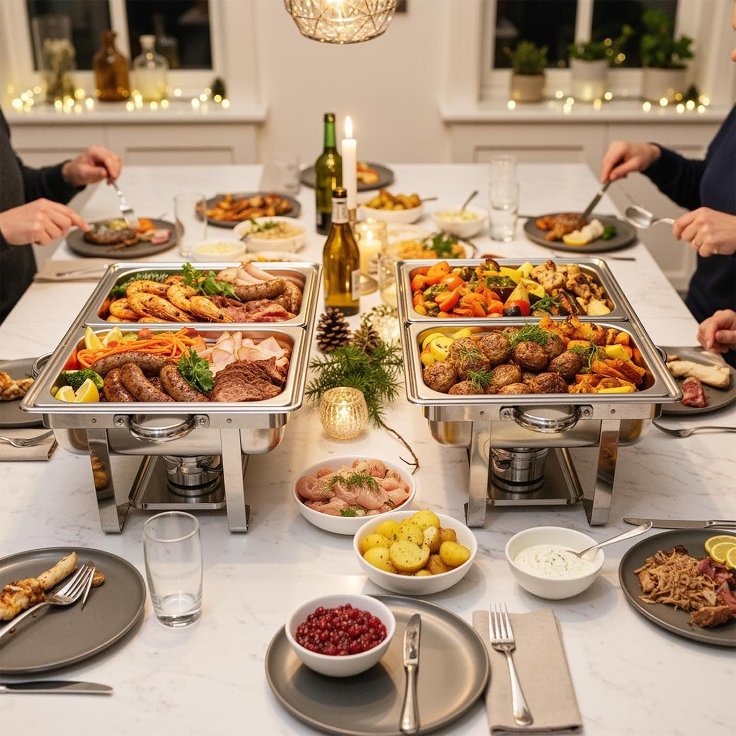 TLGREEN Speisenwärmer aus Edelstahl GN 1/1, Chafing Dish Behälter 9L, (Faltbarer Warmhaltebehälter für Buffet, 1-tlg., Verstärkte Basis & Lebensmittelechter Edelstahl), Für Catering, Hochzeit, Weihnachtsfeier, Camping & Büroparty