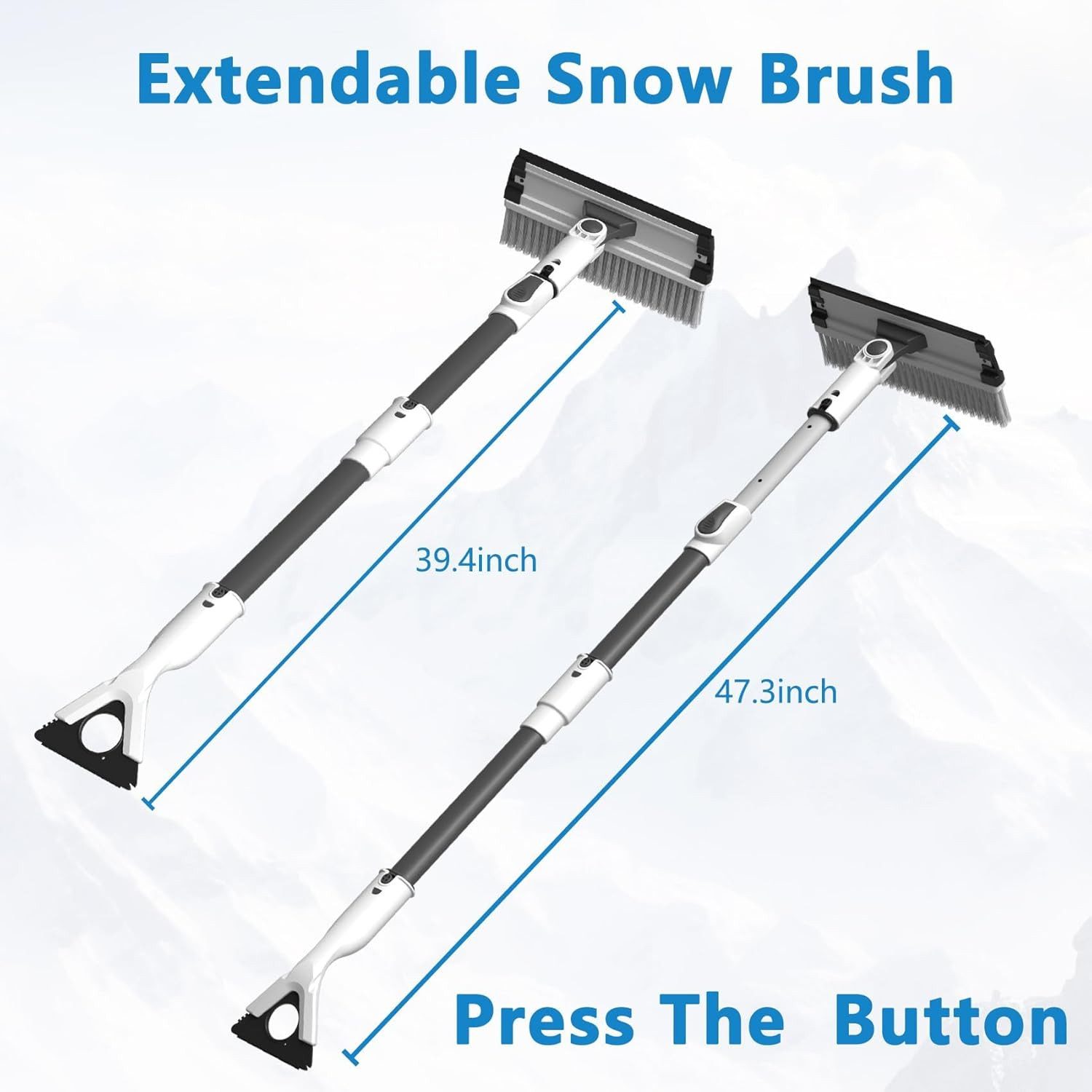 ZILXIAO 3-in-1 Car Ice Scraper with Snow Brush, Telescopic Handle and Rotating Head