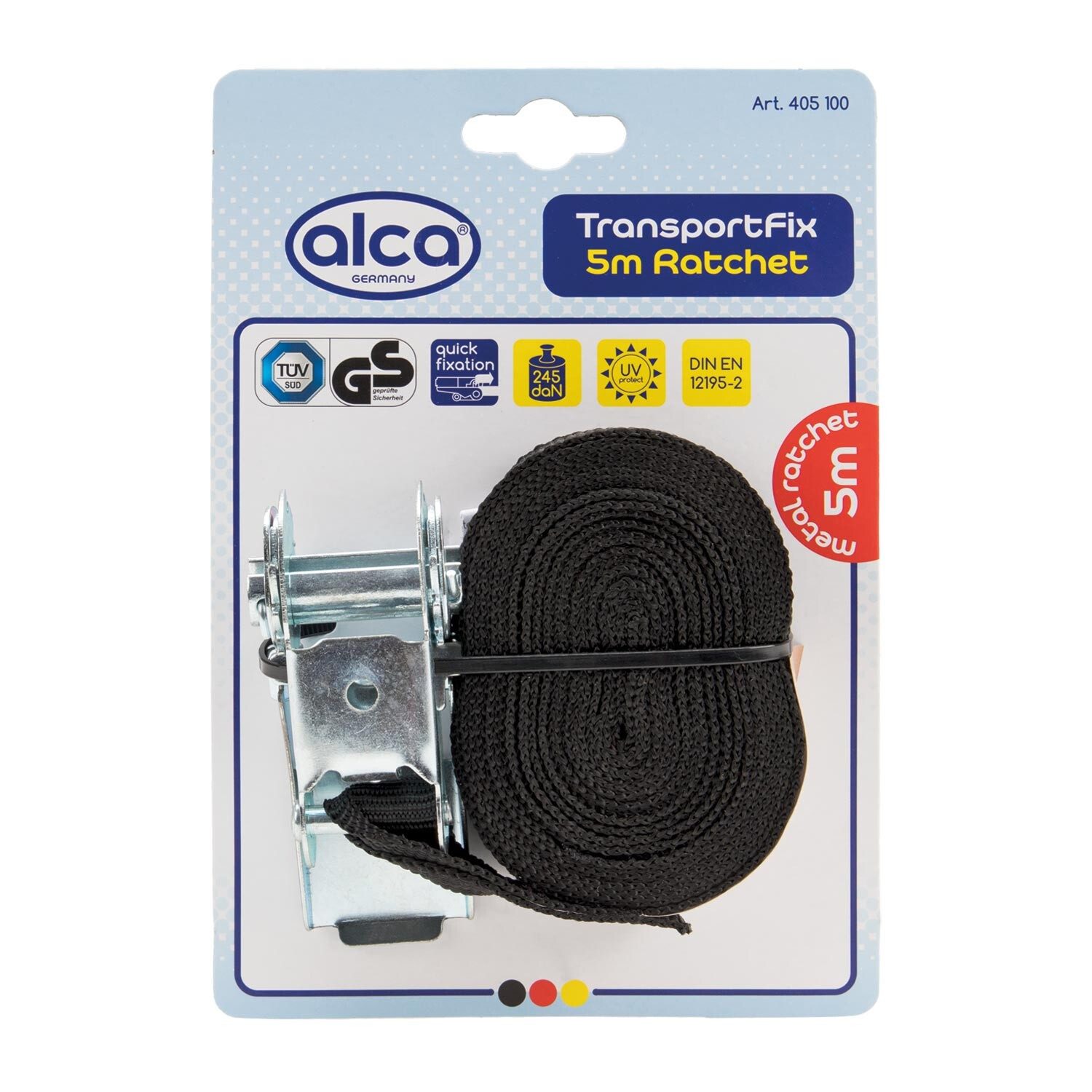 alca Gepäckgurt Spanngurt 1 x 5 m mit Ratsche 245 daN schwarz verstellbar Ratschengurt, (1-tlg)