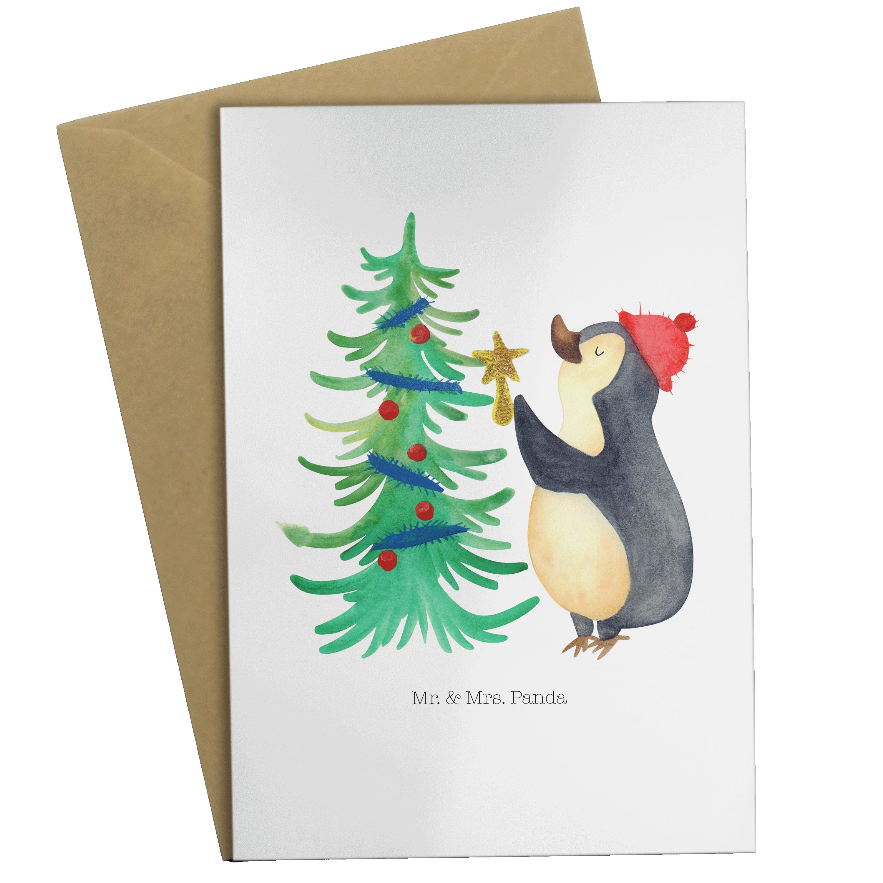Mr. & Mrs. Weiß Pinguin - Geschenk, Weihnachtsdeko, Grußkarte Panda Weihnachtsbaum - Glückwunsch