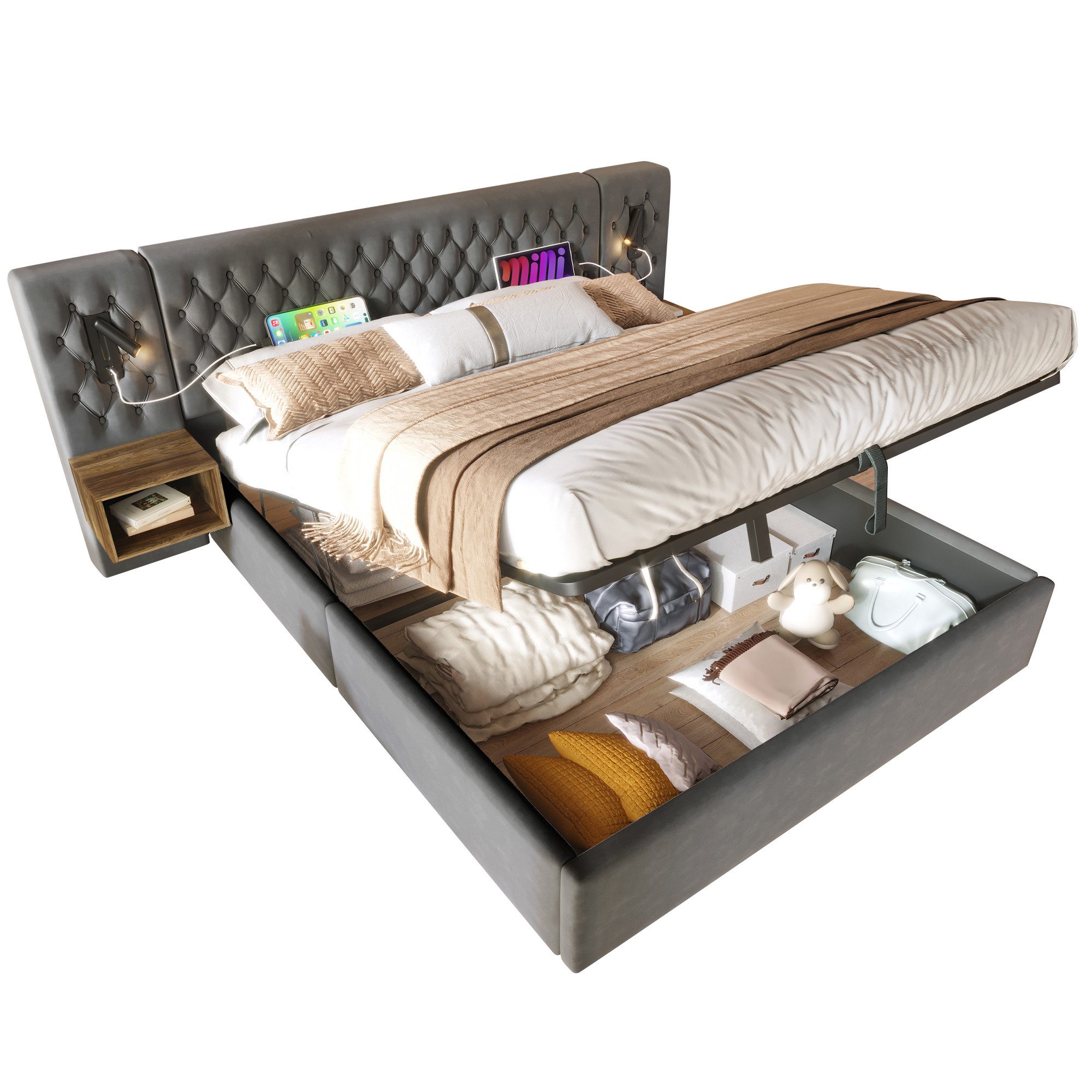 OKWISH Polsterbett Bettanlage Schlafzimmer Komplett Set günstig online kaufen