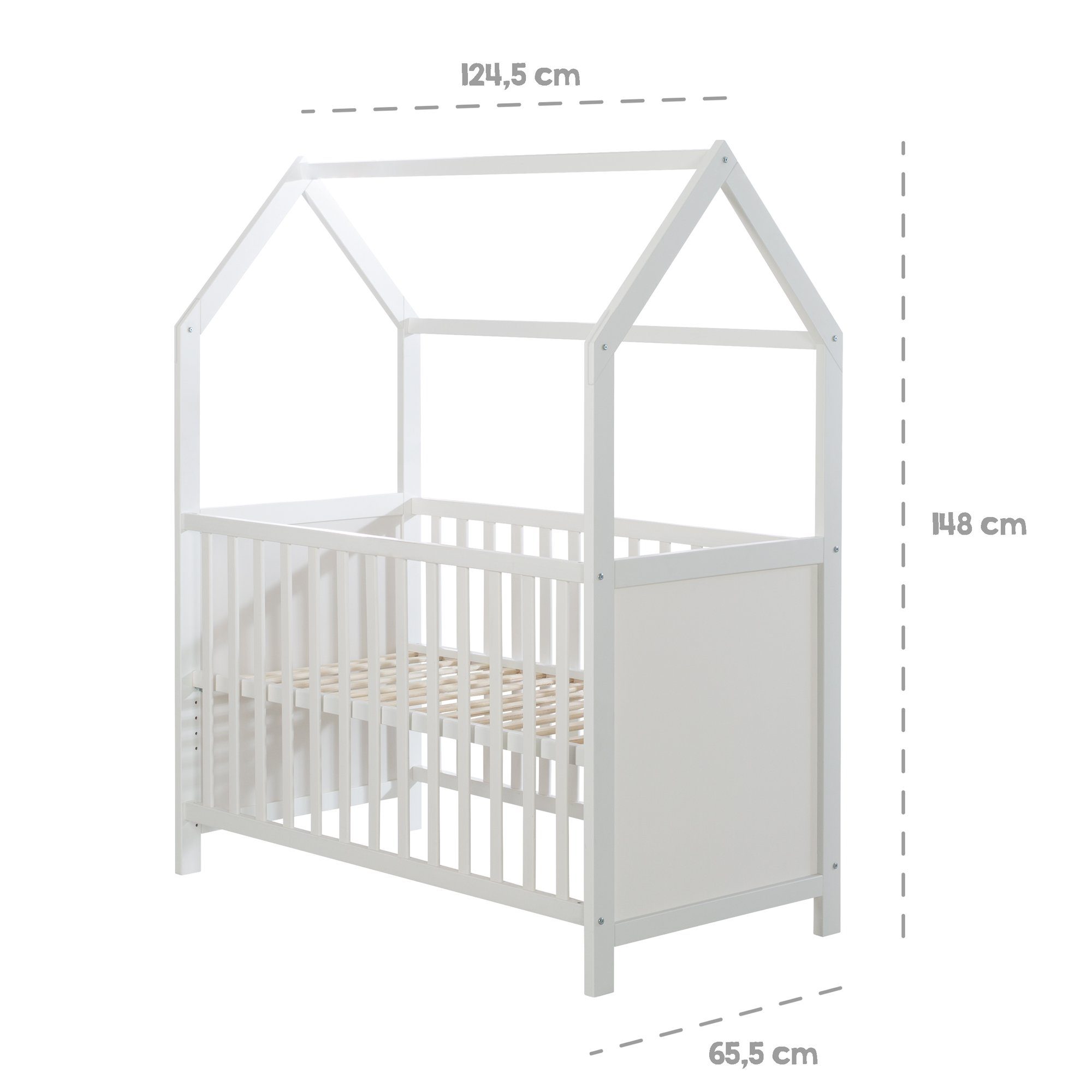 roba® Babybett Hausbett, Babybett & Beistellbett, Hausoptik, 6-fach höhenverstellbar, umbaubar
