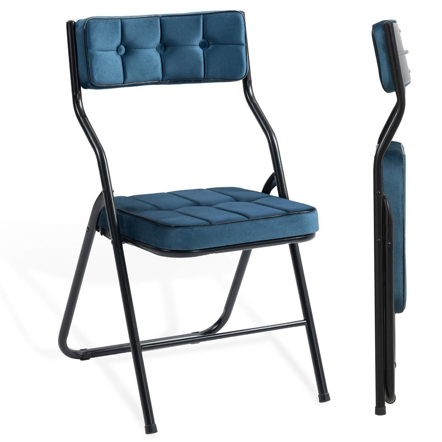LuxusKollektion Klappstuhl Klappstühle 2er Set Blau Polster (2 St)