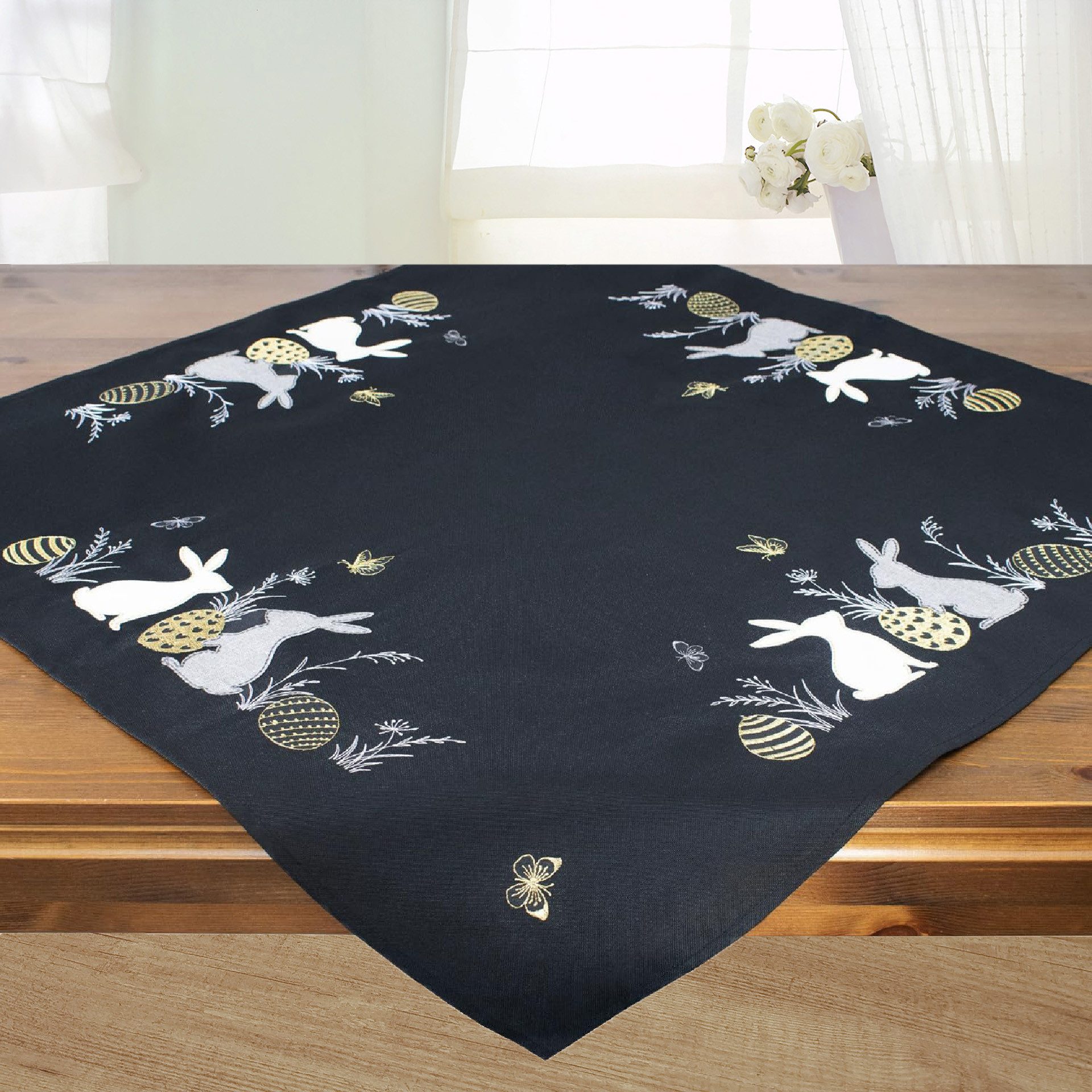 Delindo Lifestyle Tischdecke Mitteldecke/Tischläufer Osterhase schwarz (1-t günstig online kaufen