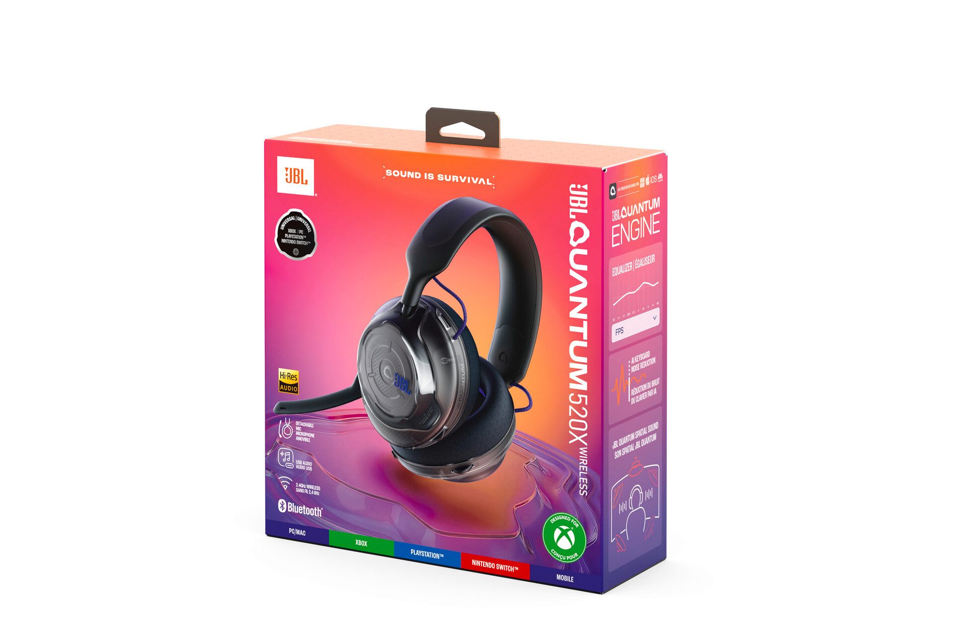 JBL Quantum 520X Gaming-Headset (Freisprechfunktion, A2DP Bluetooth)