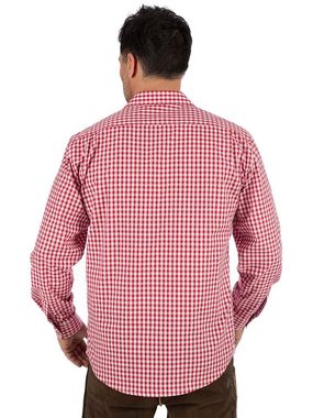OS-Trachten Trachtenhemd Trachtenhemd karo DACHSTEIN rot (Regular Fit)