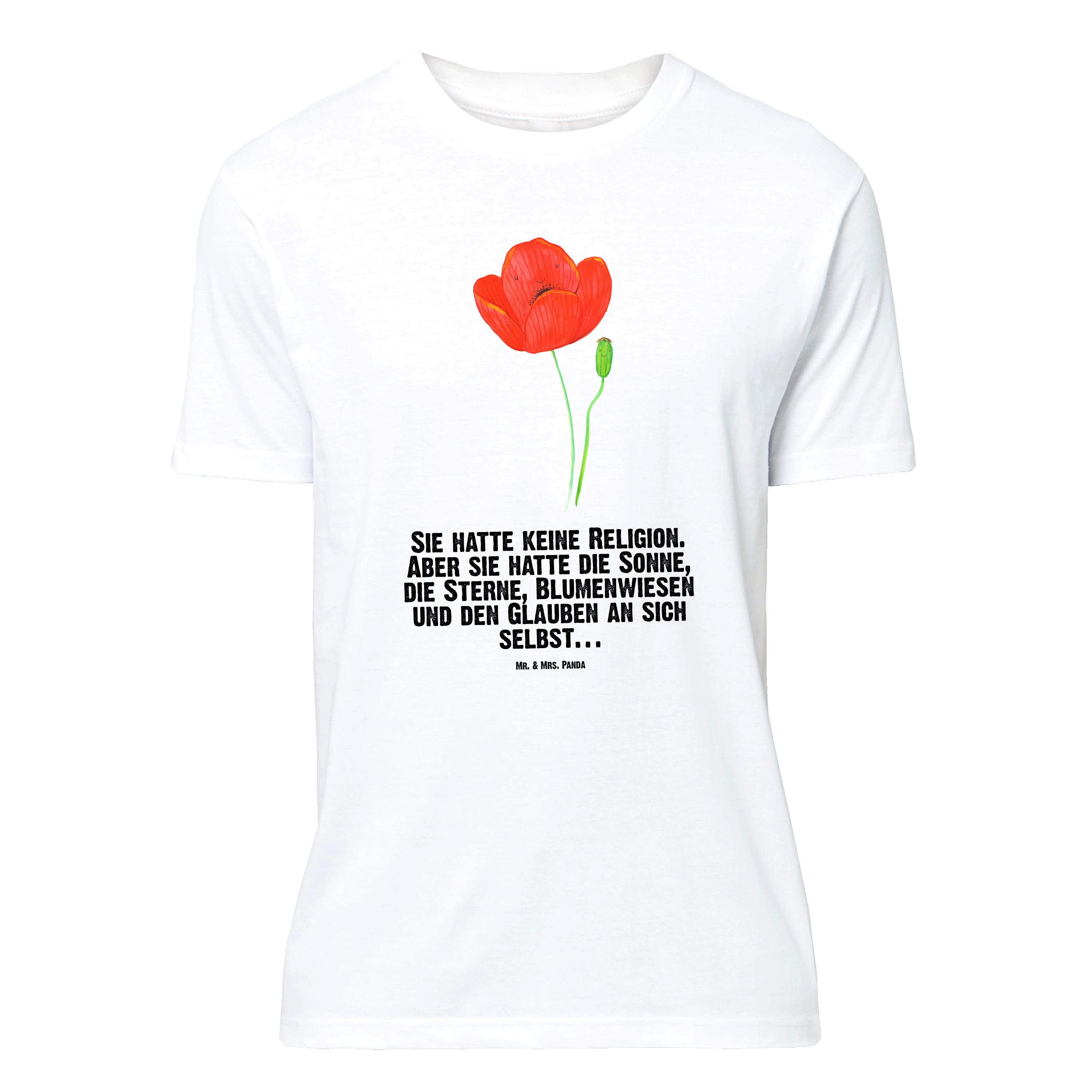 Mr. & Mrs. Panda T-Shirt Blume Mohnblume, T-Shirt, Weiß, Religion, S T-Shirt, Shirt, Motivatio (Packung) T-Shirt Respekt T-Shirt mit Motiv