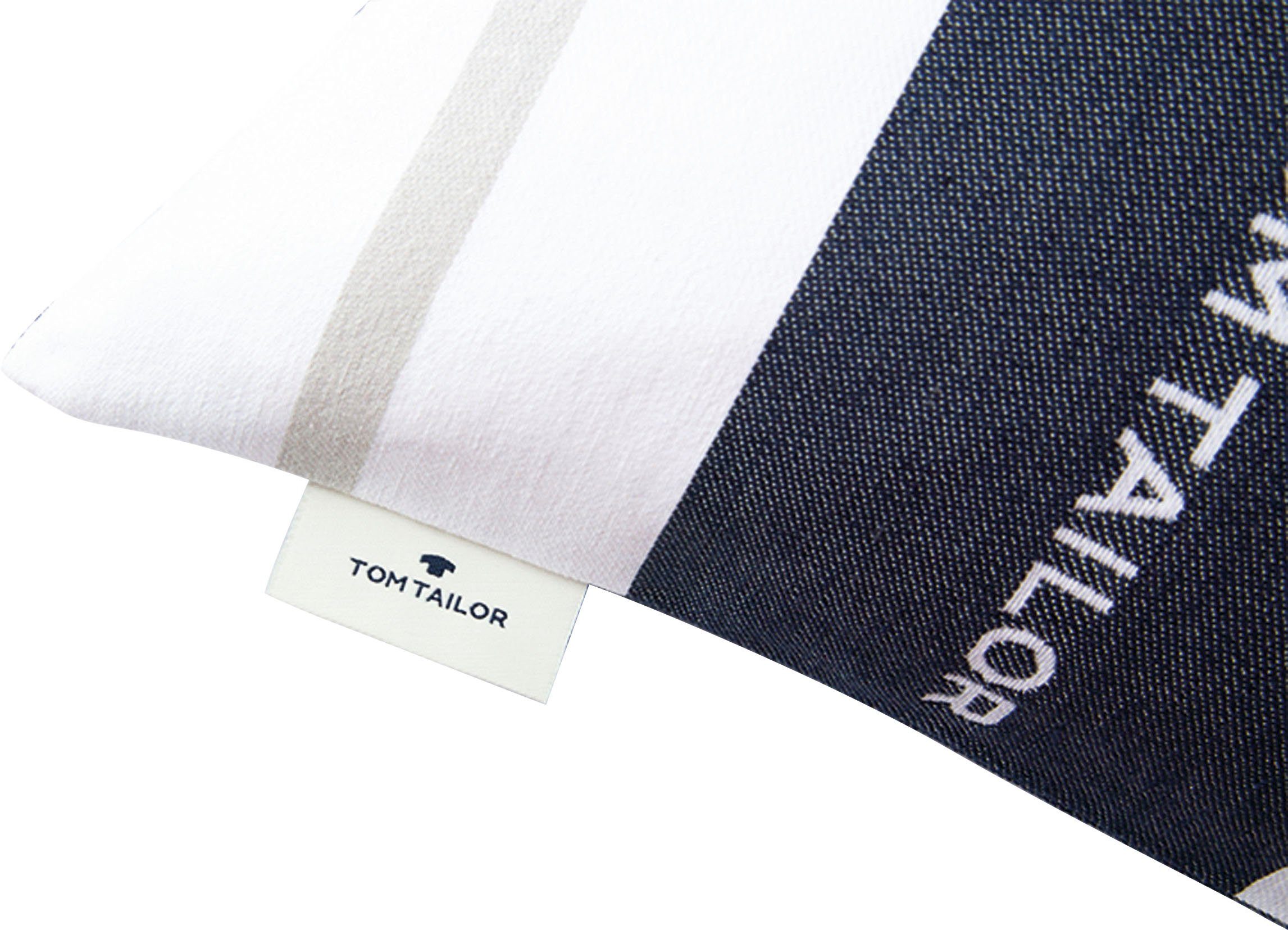 TOM HOME 1 Stück Markenlogo, Füllung, mit eingewebtem marine/dunkelblau/blau/nachtblau TAILOR ohne Dekokissen Logo, Kissenhülle