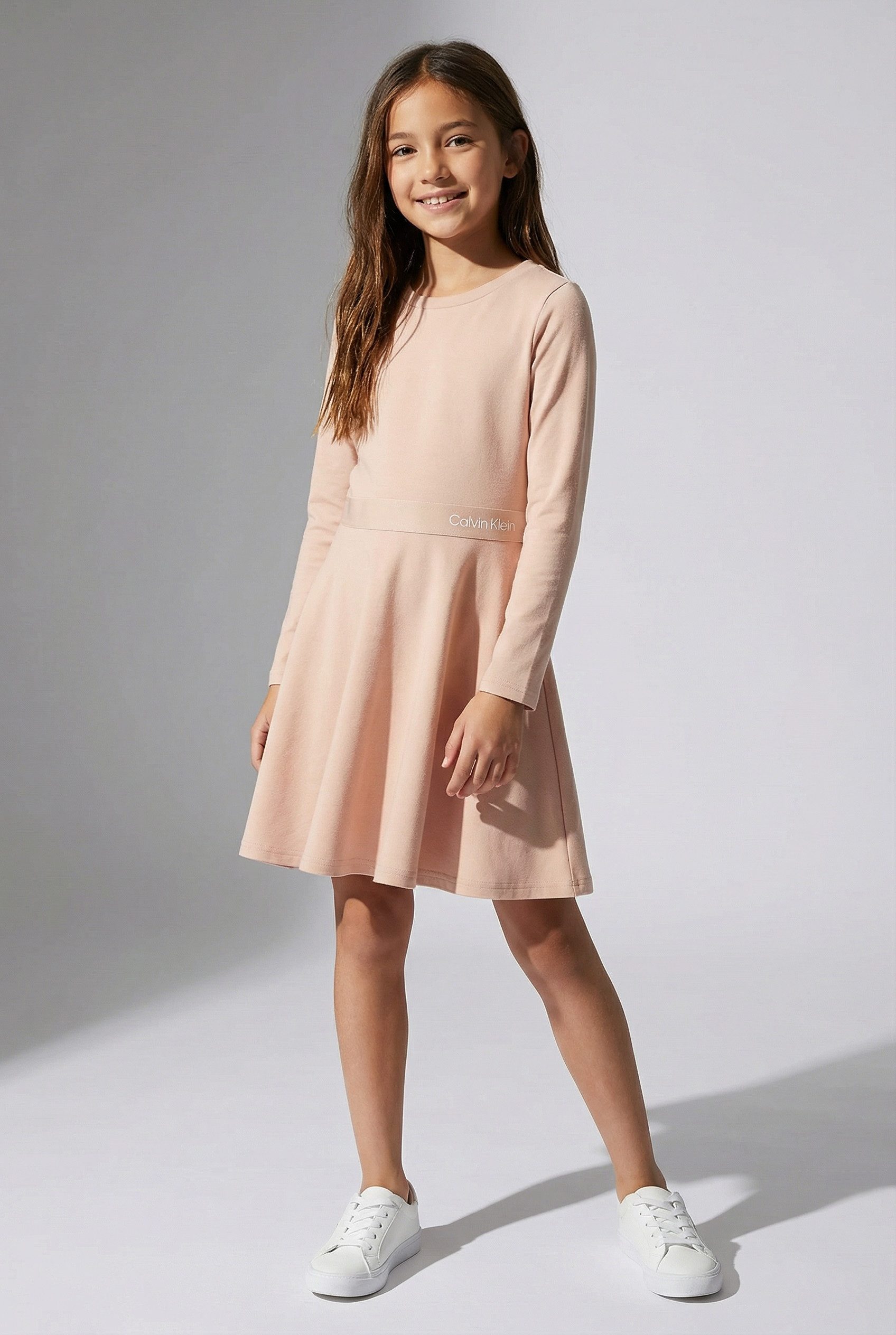 Calvin Klein Jeans Skaterkleid Ls Logo Tape Punto Dress für Kinder bis 16 Jahre und mit Logoschriftzug