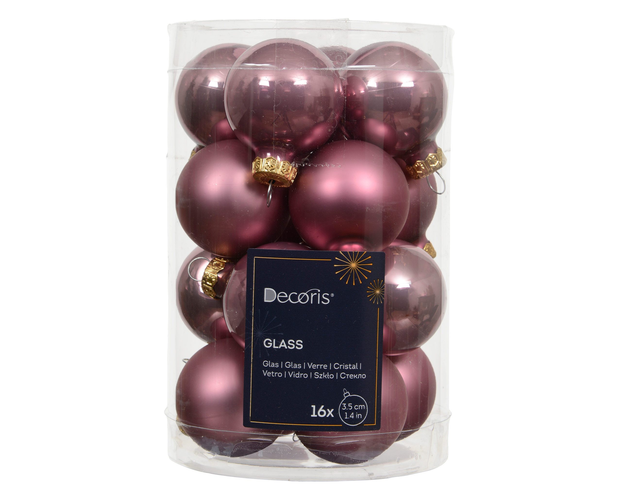 Kaemingk Weihnachtsbaumkugel, Weihnachtskugeln Glas 3,5cm 16 Stück - Vintagerosa