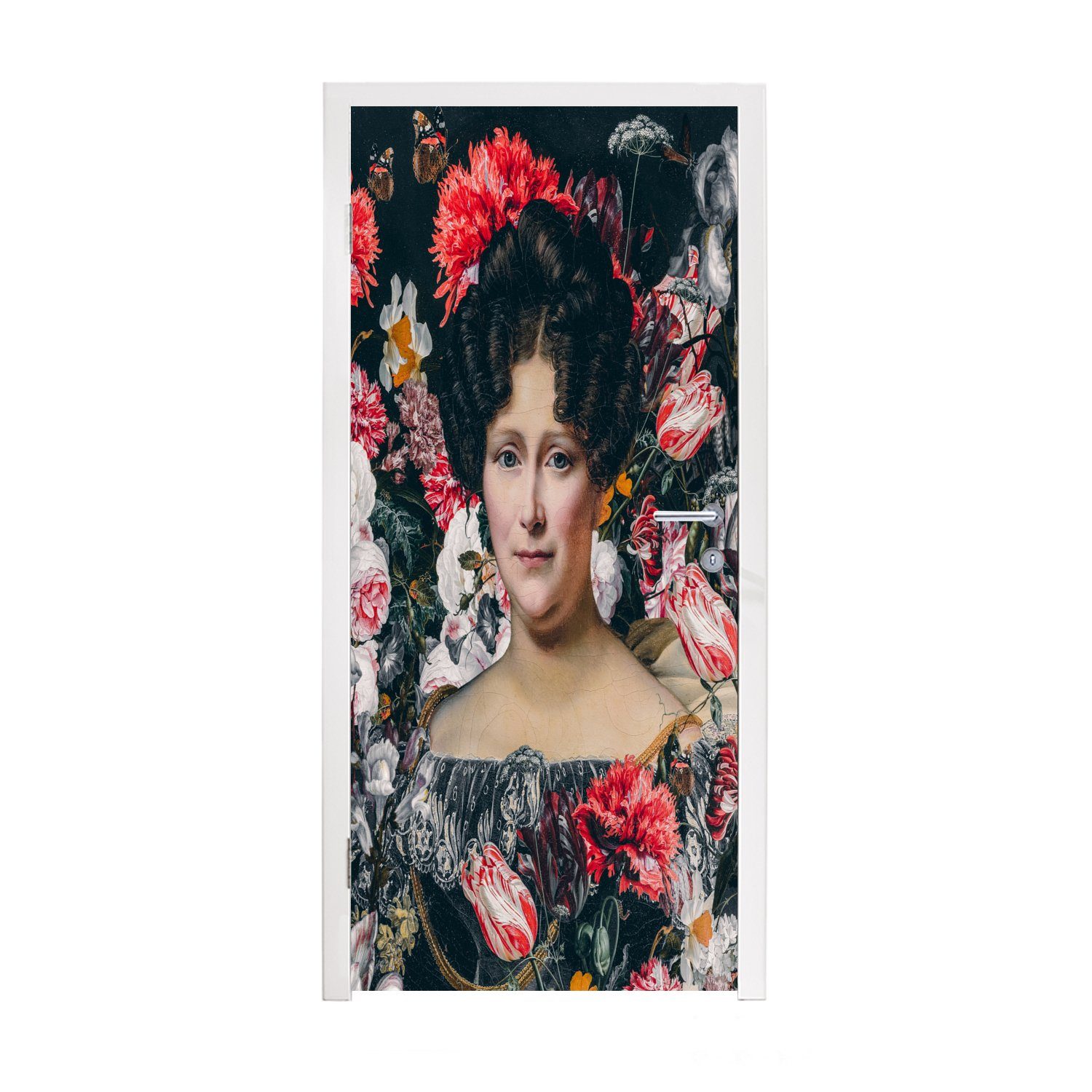 Malerei - für MuchoWow 75x205 Drahonet, Türaufkleber, Dubois Tür, Türtapete St), bedruckt, - Fototapete (1 Blumen cm Matt,