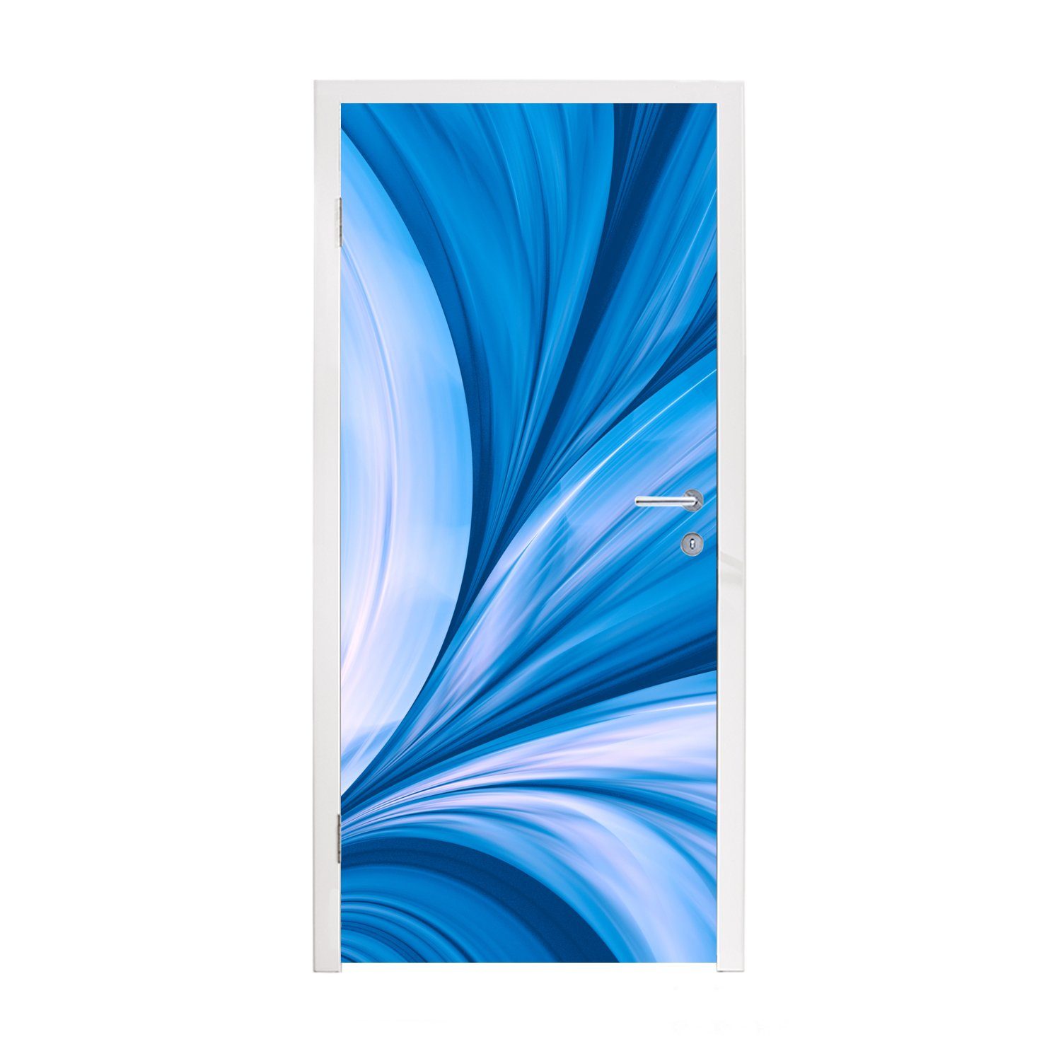 MuchoWow Türtapete Blau - Abstrakt für St), - (1 Matt, bedruckt, Türaufkleber, 75x205 Tür, Design, Fototapete cm