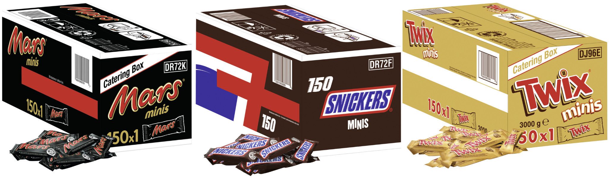 Mars GmbH Süßigkeit Mini Schokoriegel Mix Mars, Snickers, Twix 3x150 Stück