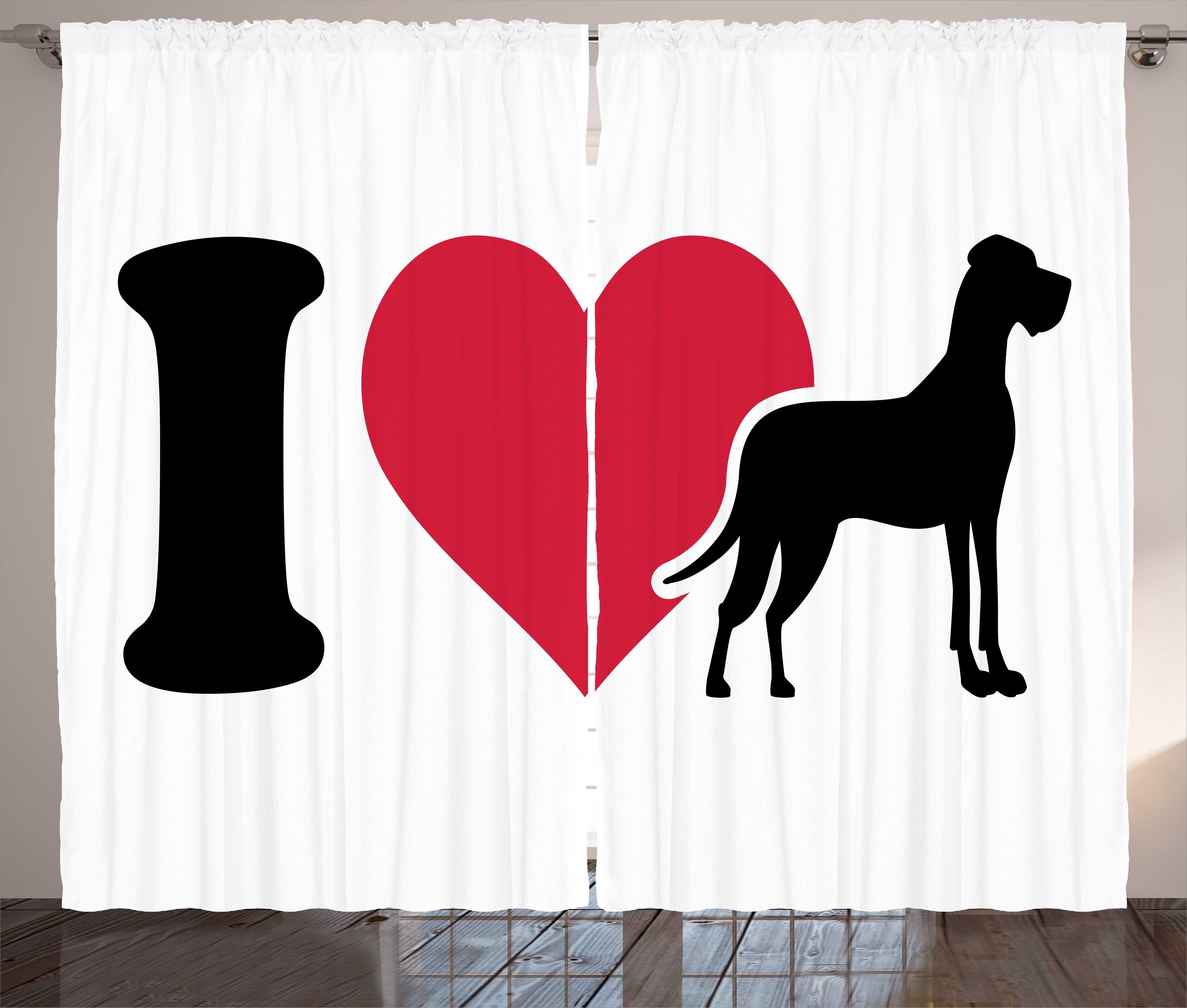 Klassisches Hundeliebhaber Vorhang Abakuhaus, mit Kräuselband Herz Schlafzimmer Hundeliebhaber Schlaufen Haken, und Gardine