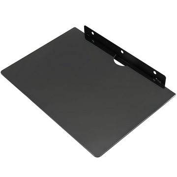 Retoo Wandregal Wandregal Glasregal Glasboden Glasablage Badregal Glas Regal Schwarz, Ideal für Satellitenempfänger, DVB-T-Empfänger, Redner, DVD-Rekorder, Maximale Belastung 5kg, Gehärtetes Glas 4 mm und Metall, Metallständer