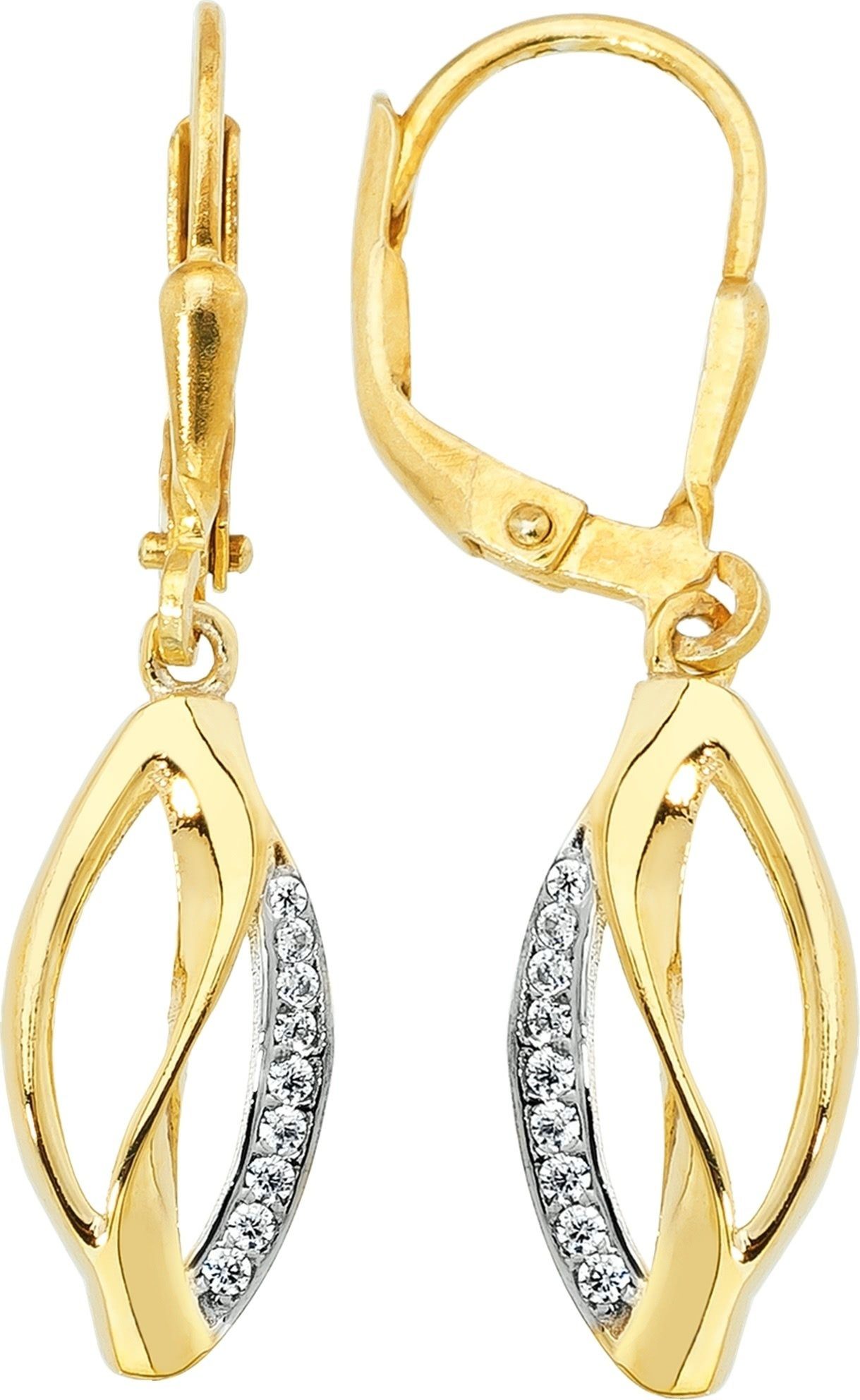 Balia Paar Ohrhänger Balia Gold Creolen für Damen Blatt (Ohrhänger), Damen Ohrhänger Blatt aus 333 Gelbgold - 8 Karat, Länge ca. 3,2cm