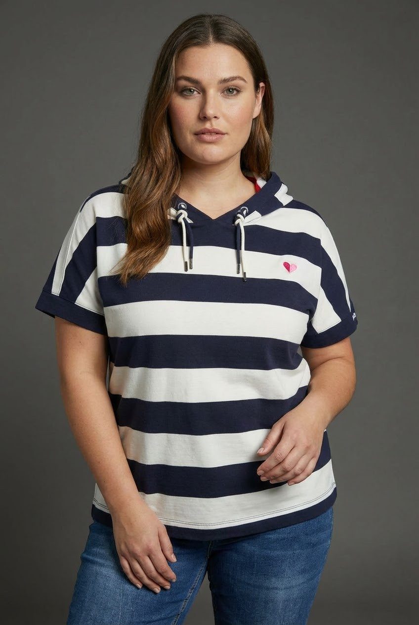 KangaROOS Kapuzenshirt Kurzarmshirt, mit Kapuze, hüftlange Schnittform, große Größen