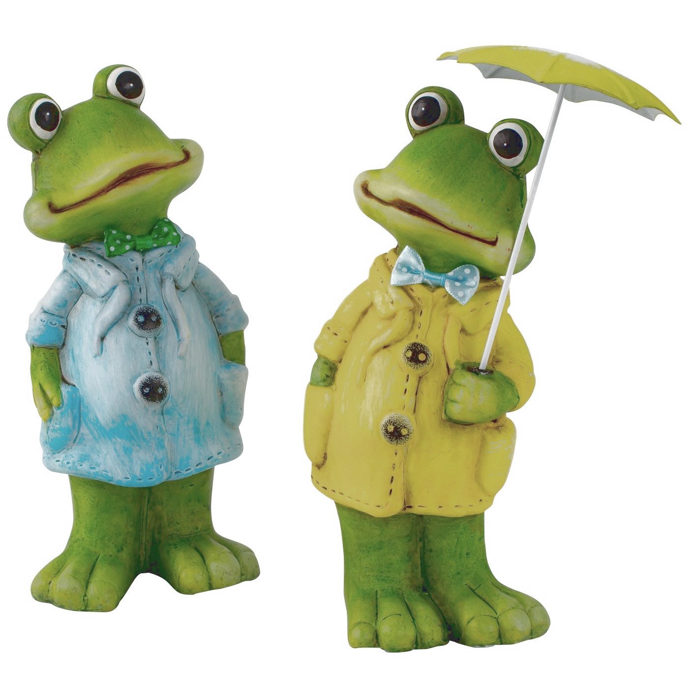 Macosa Home Dekofigur Frosch Deko Keramik 20 cm Grün Keramikfrosch Gartendeko (Terrasse Balkon, 2 St., modern Froschpaar Sommerdeko), Frosch Dekofigur, Tierfigur, Gartenfigur, Garten