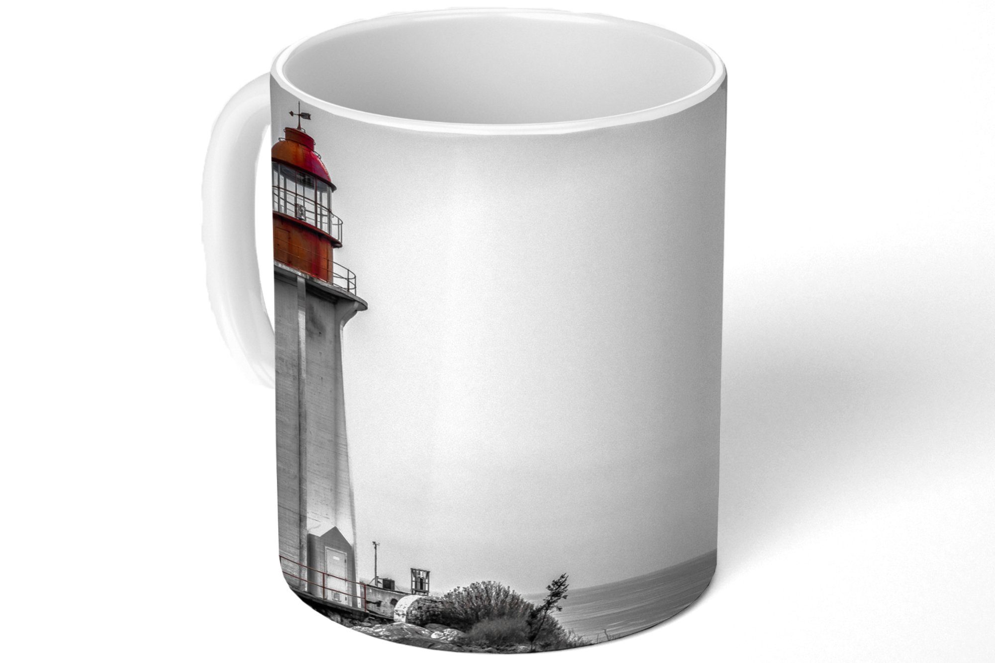 Keramik, von Vancouver, Westen im Schwarz-Weiß-Foto eines Leuchtturms MuchoWow Becher, Geschenk Teetasse, Kaffeetassen, Tasse Teetasse,