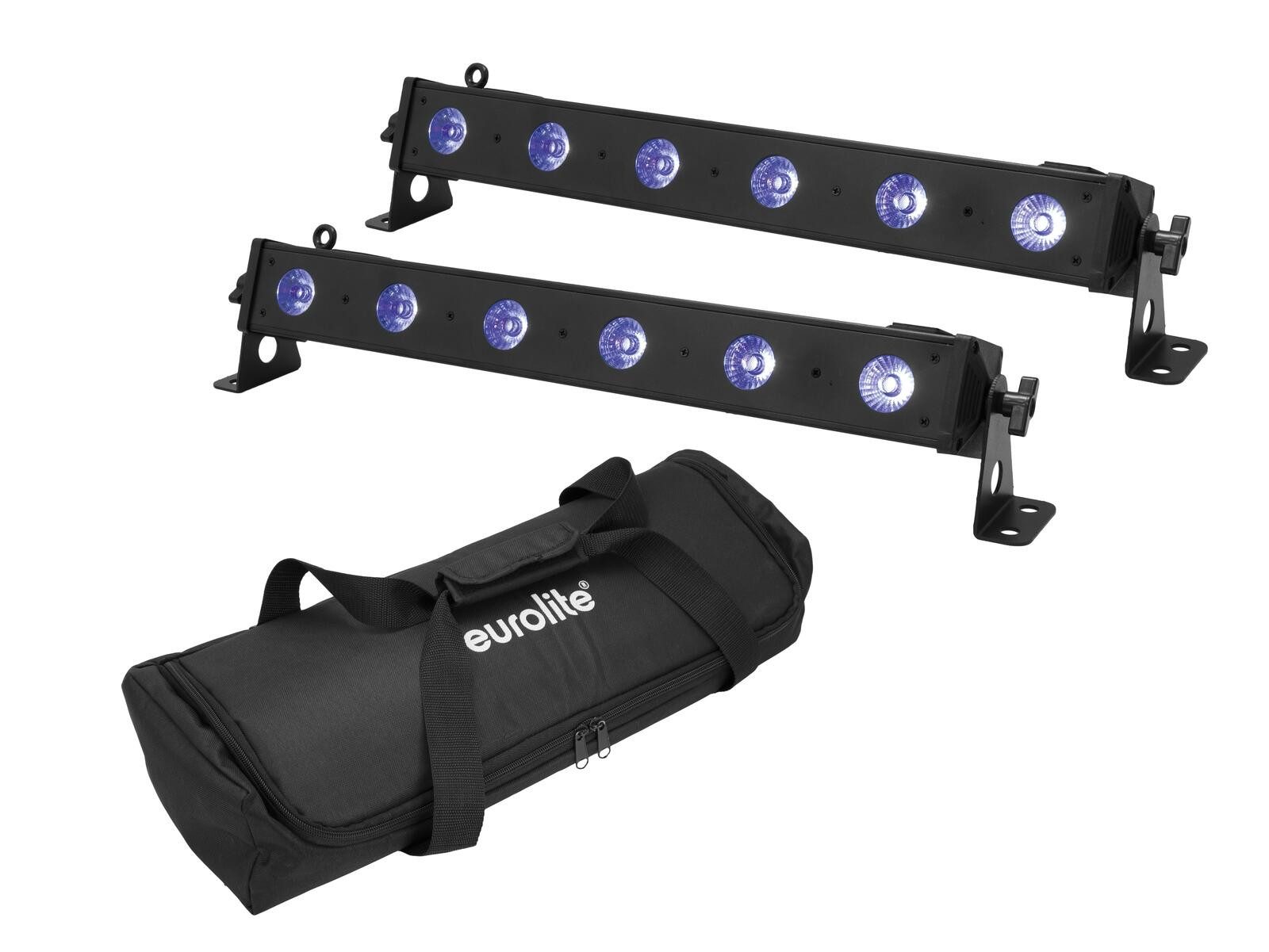 Discolicht EUROLITE Set 2x LED BAR-6 QCL RGB+UV Leiste + Soft-Bag